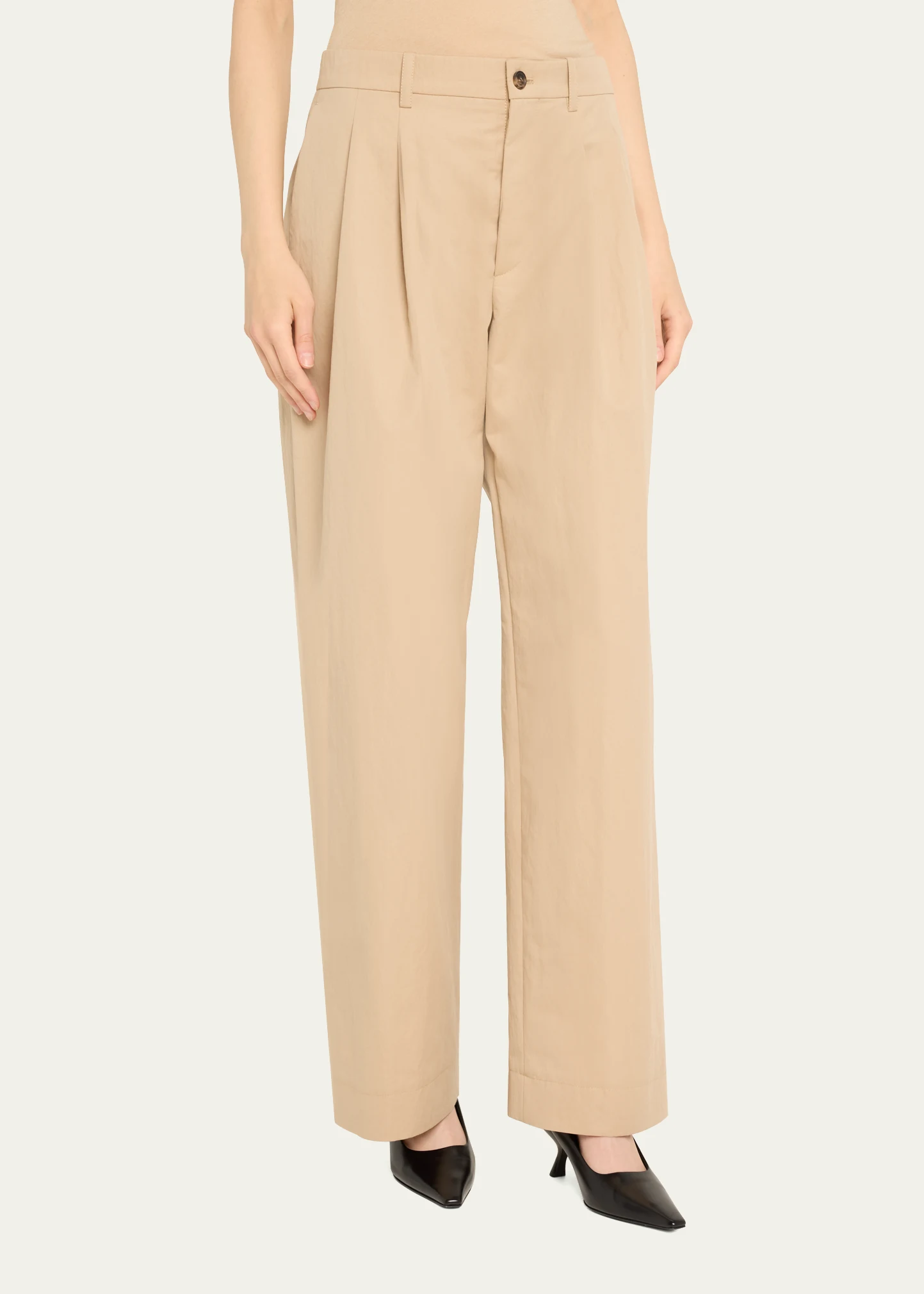 Double-Pleated Drill Chino Trousers