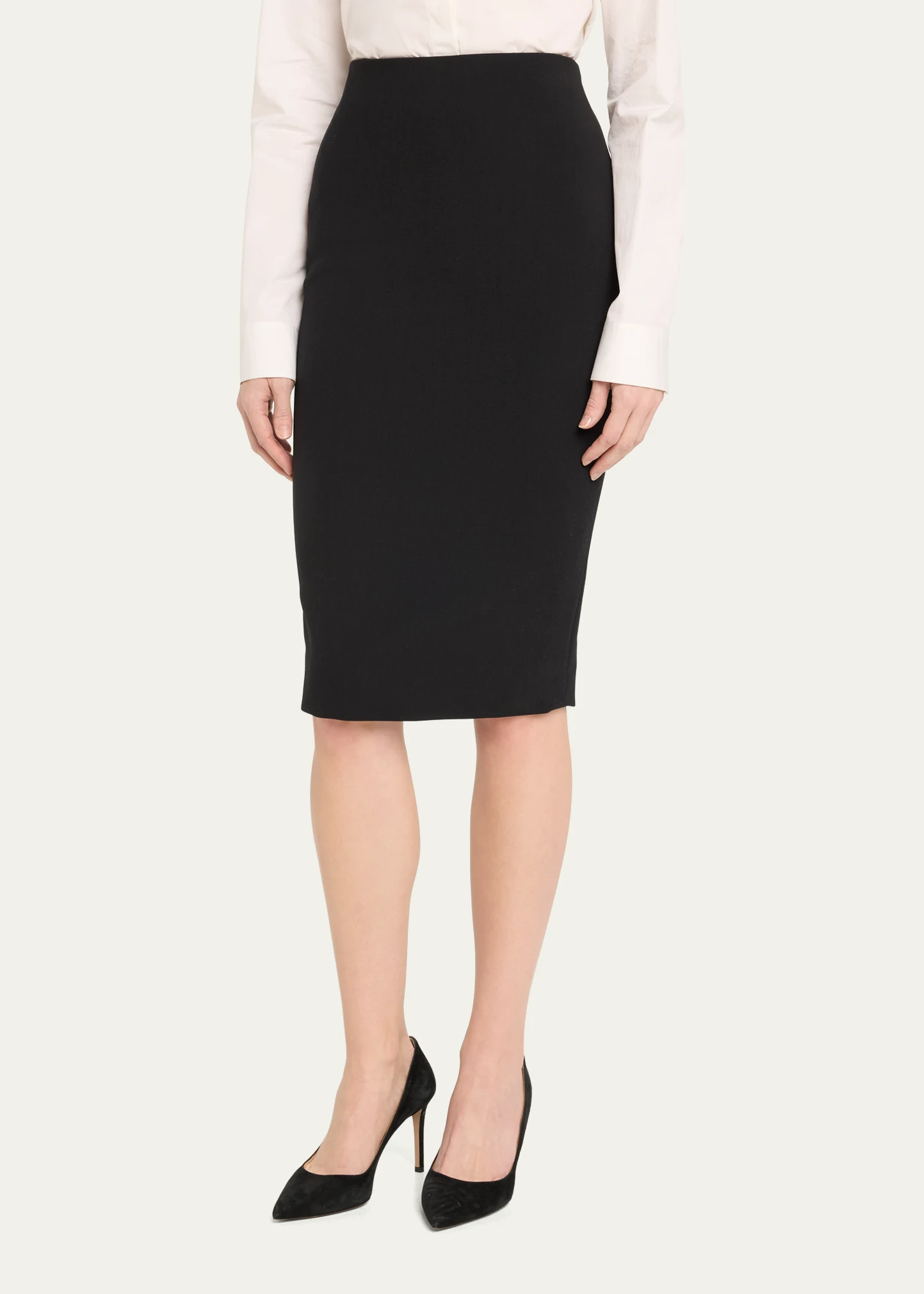 Double Wool Crepe Midi Skirt