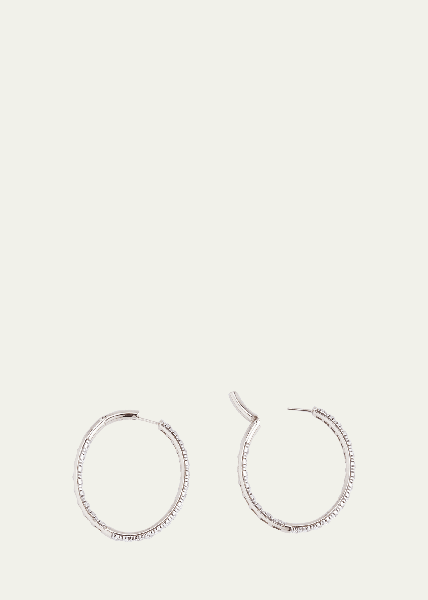 18K White Gold Diamond Hoop Earrings