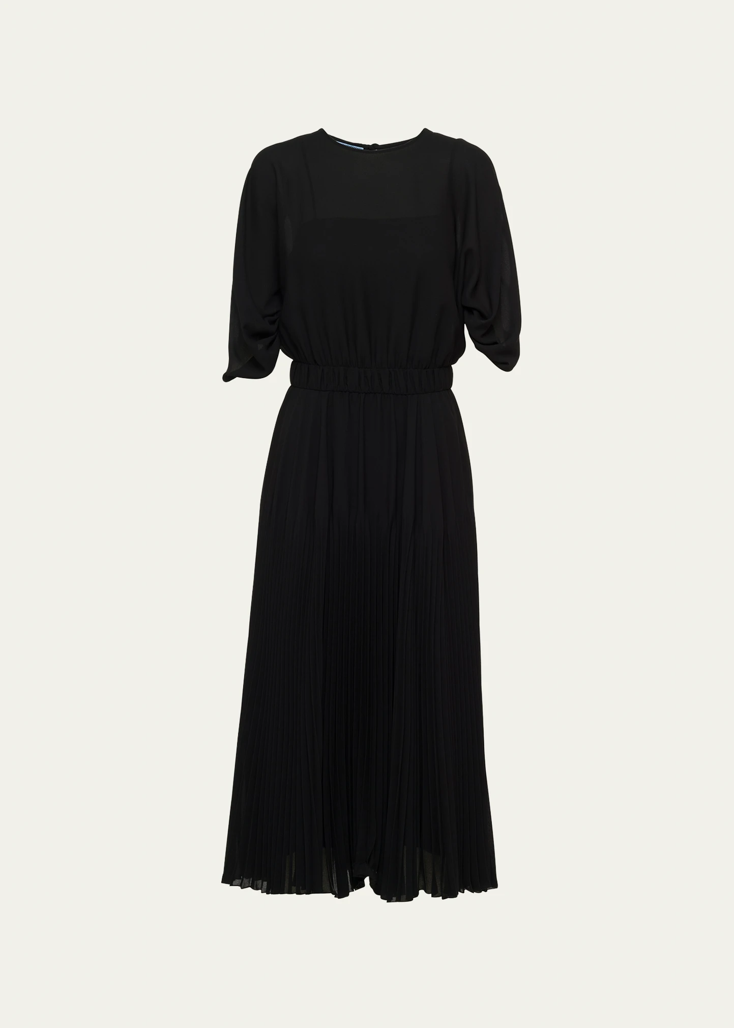 Sunray Pleat Sable Belted Midi Dress