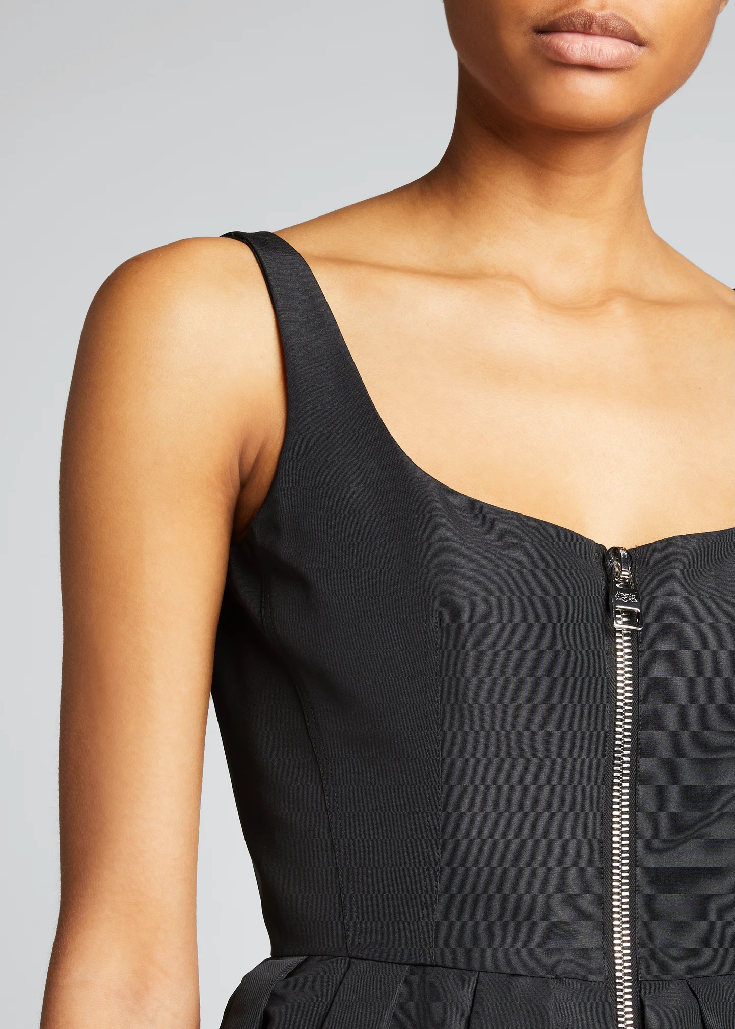 Zip Detail Polyfaille Midi Dress