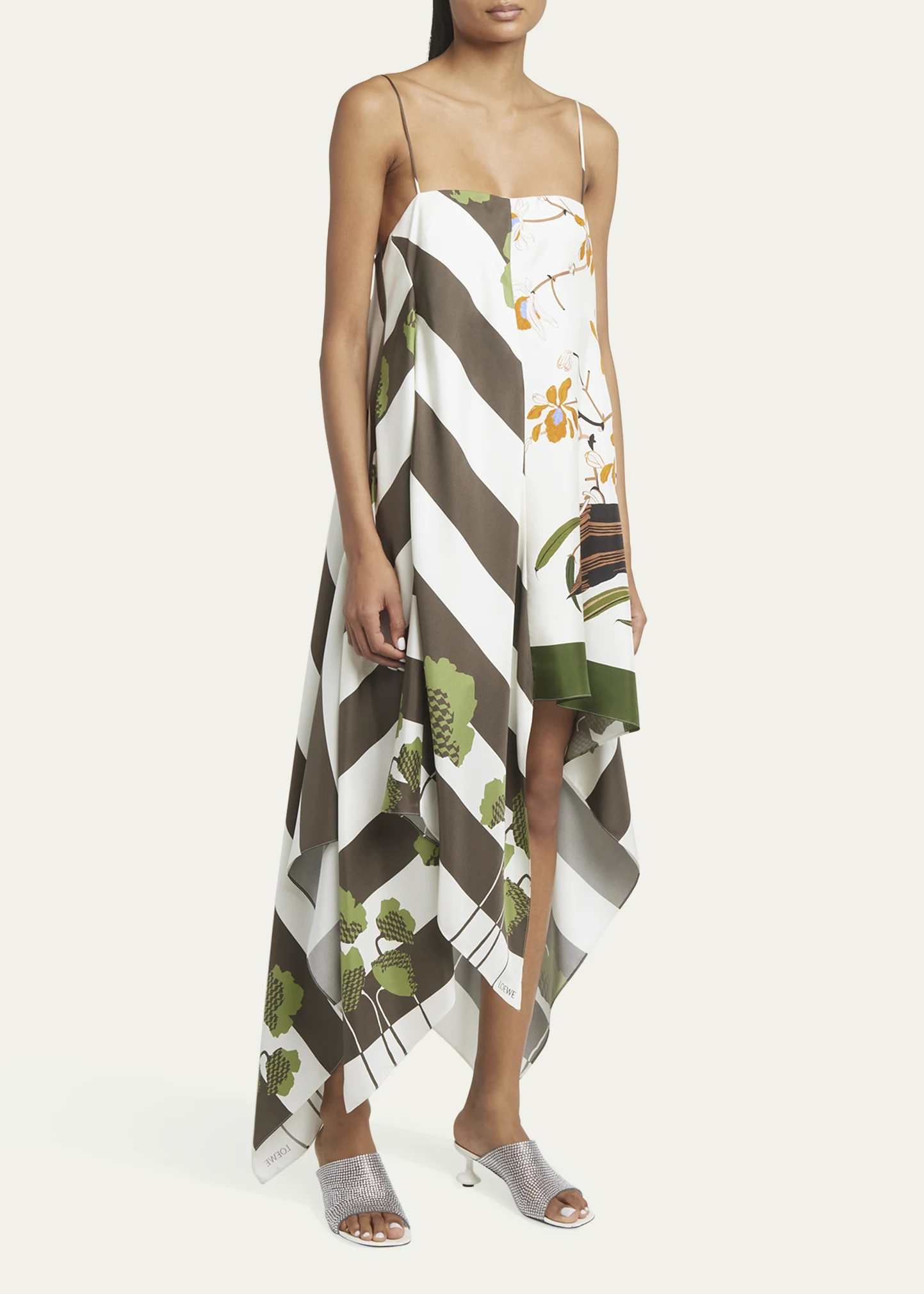 x Paula Ibiza Asymmetric Multi-Print Slip Dress