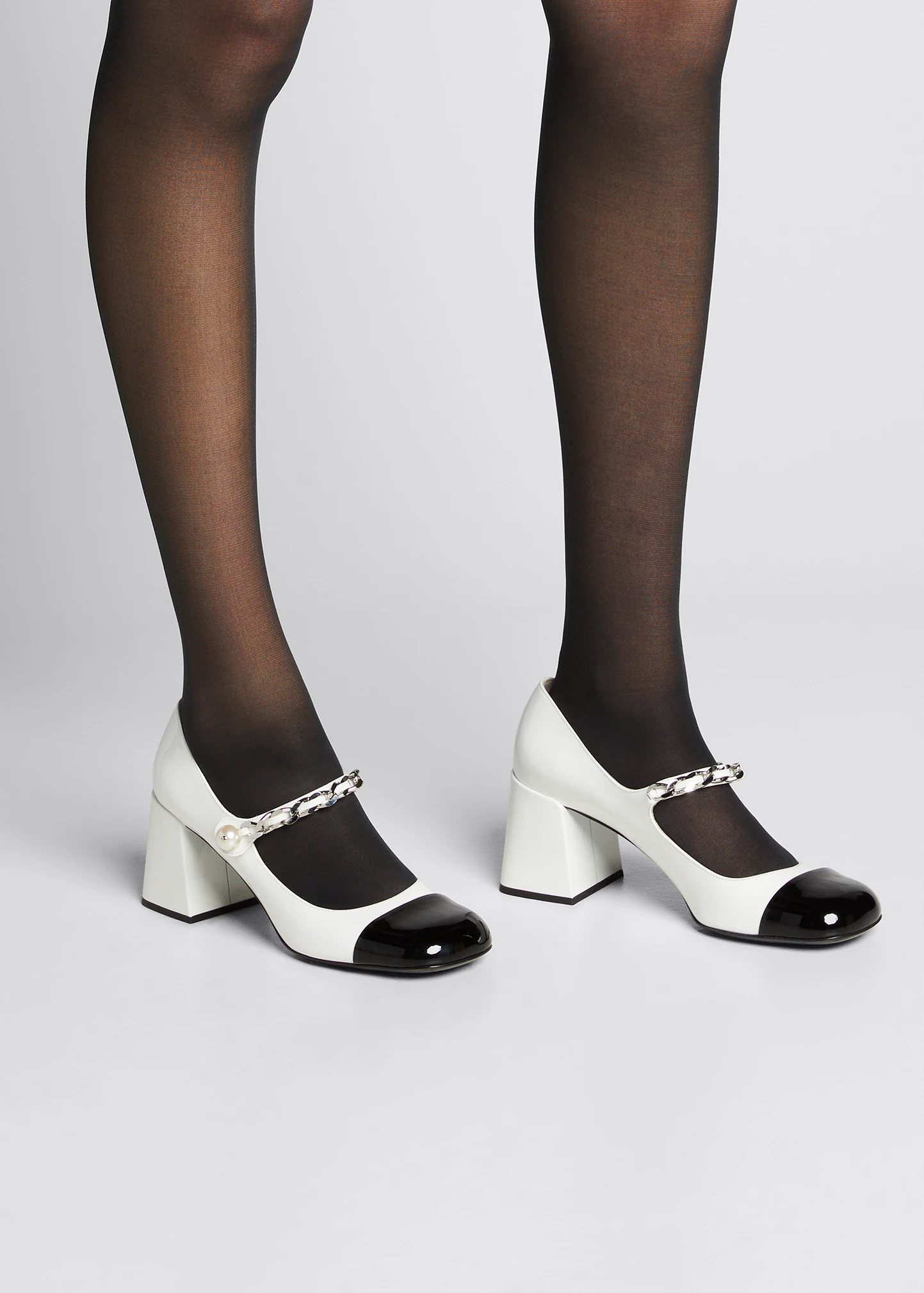 Bicolor Patent Mary Jane Pumps