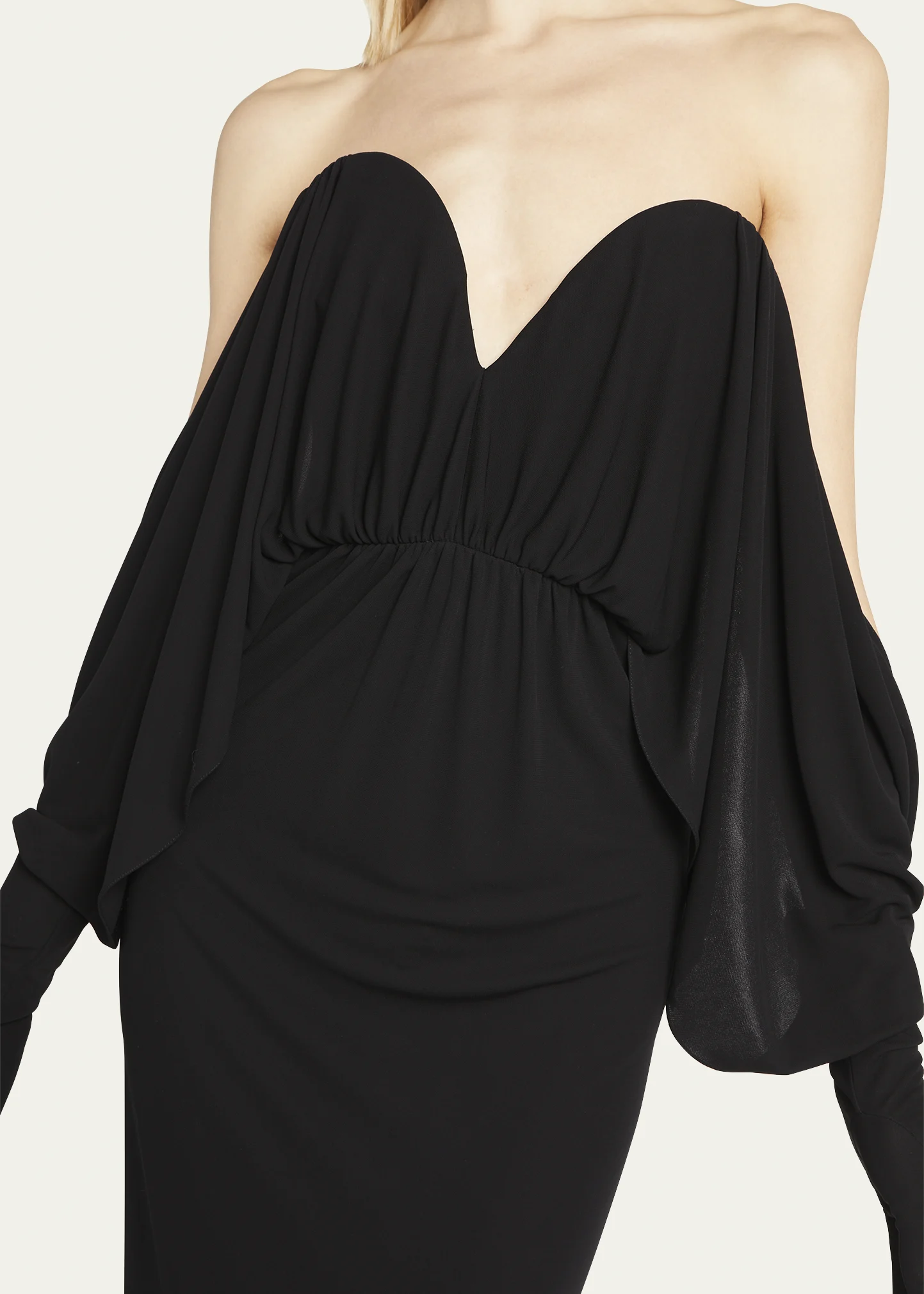 Off-Shoulder Gown with Glove Sleeves