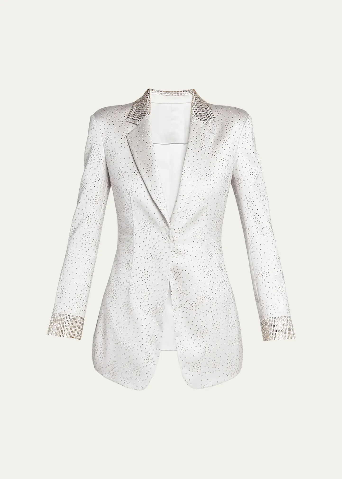 Satin Blazer Jacket with Beaded Detail