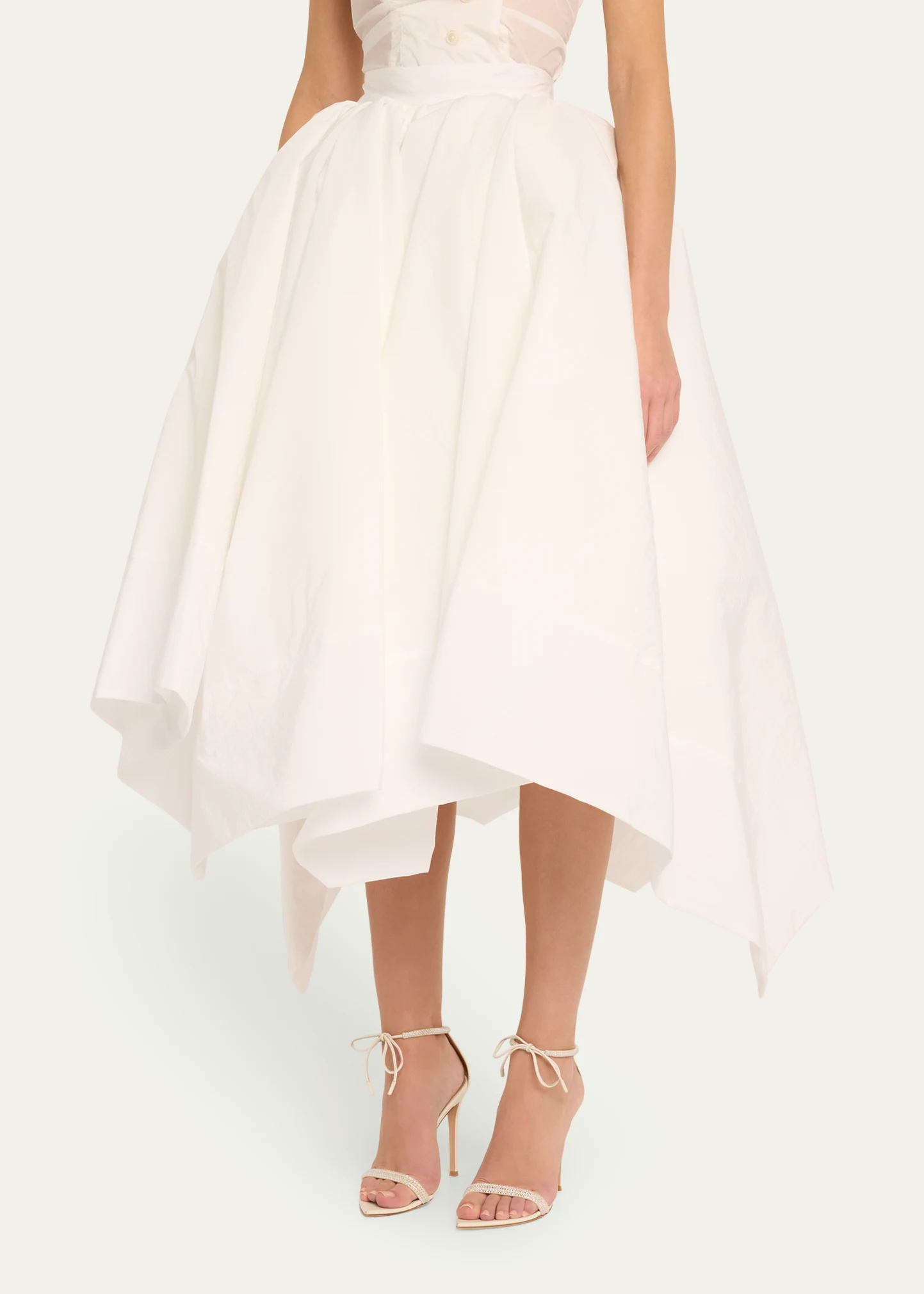 Handkerchief Hem Full Midi Skirt