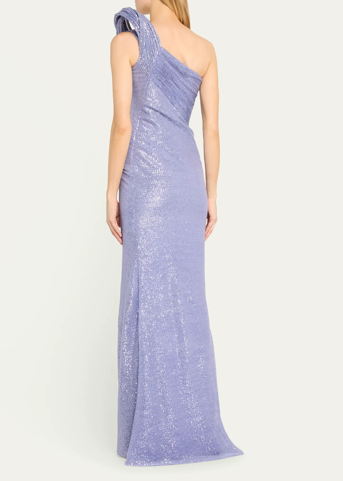 One-Shoulder Sequined Sculpted Gown