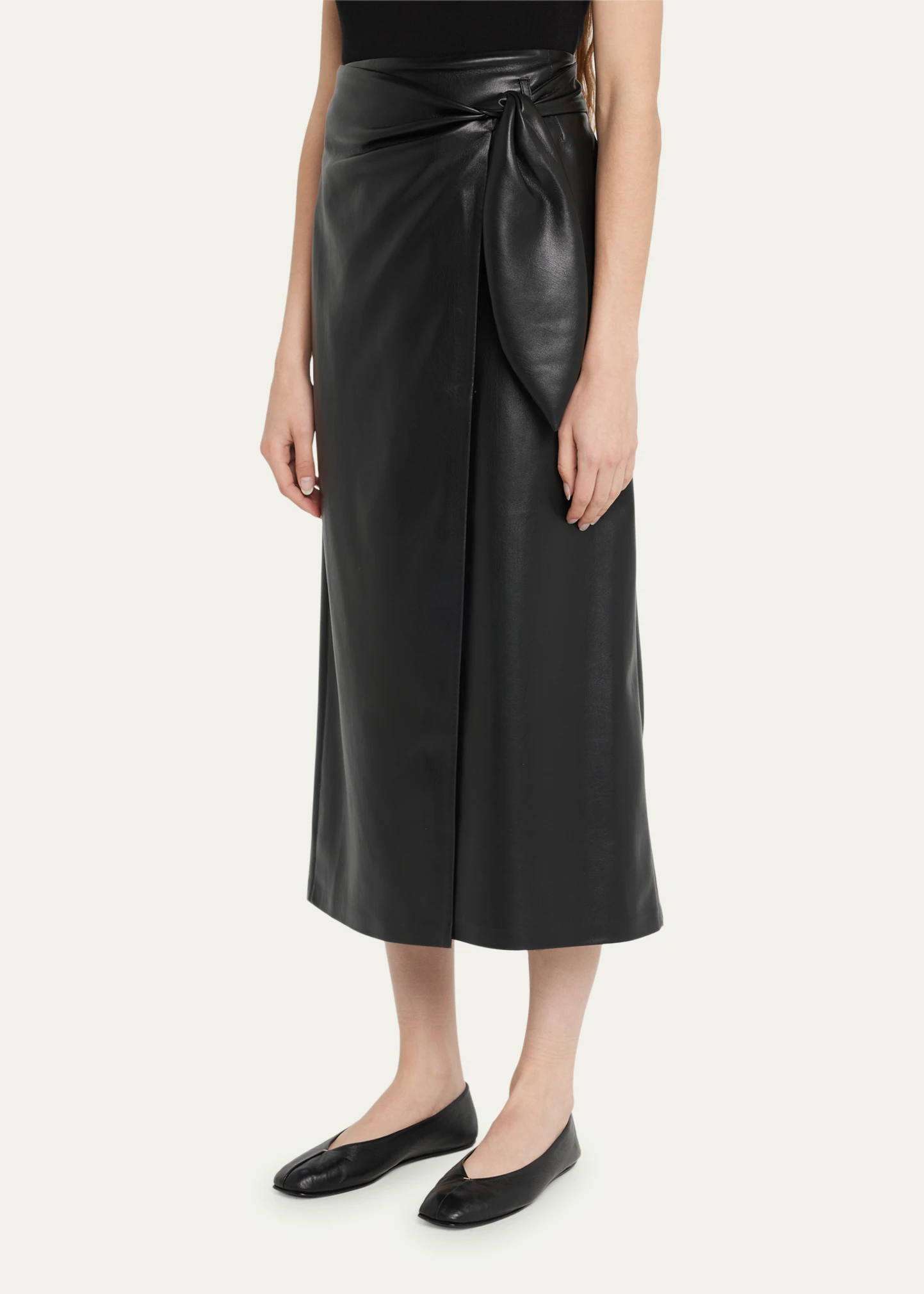 Amas Faux-Leather Wrap Skirt