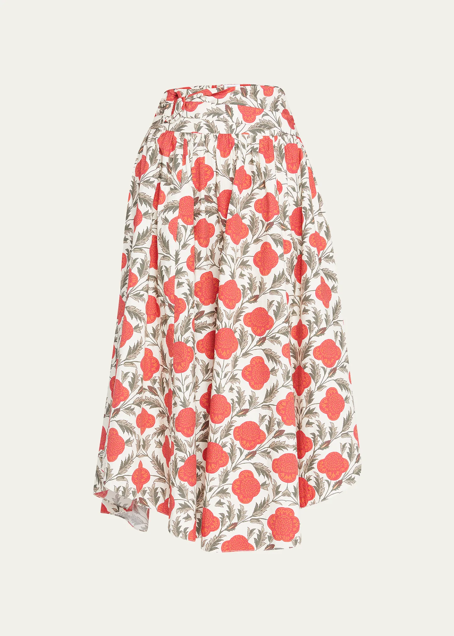 Gisele Gathered Floral Cotton Midi Skirt