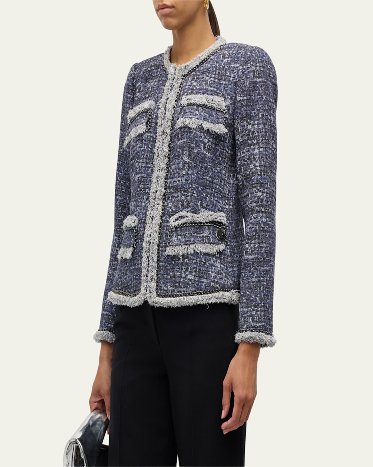 Keaton Chain-Trim Fringed Tweed Jacket