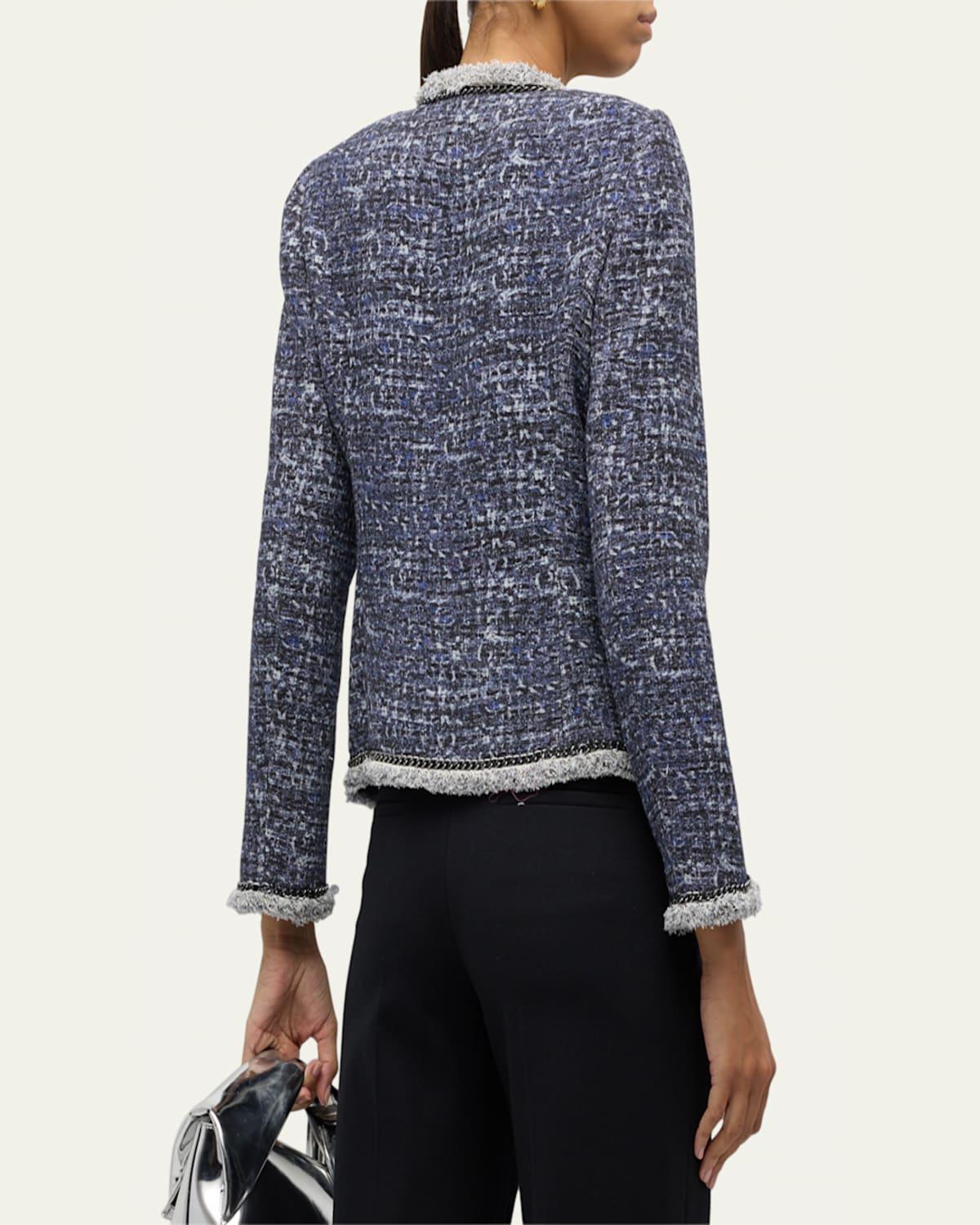 Keaton Chain-Trim Fringed Tweed Jacket