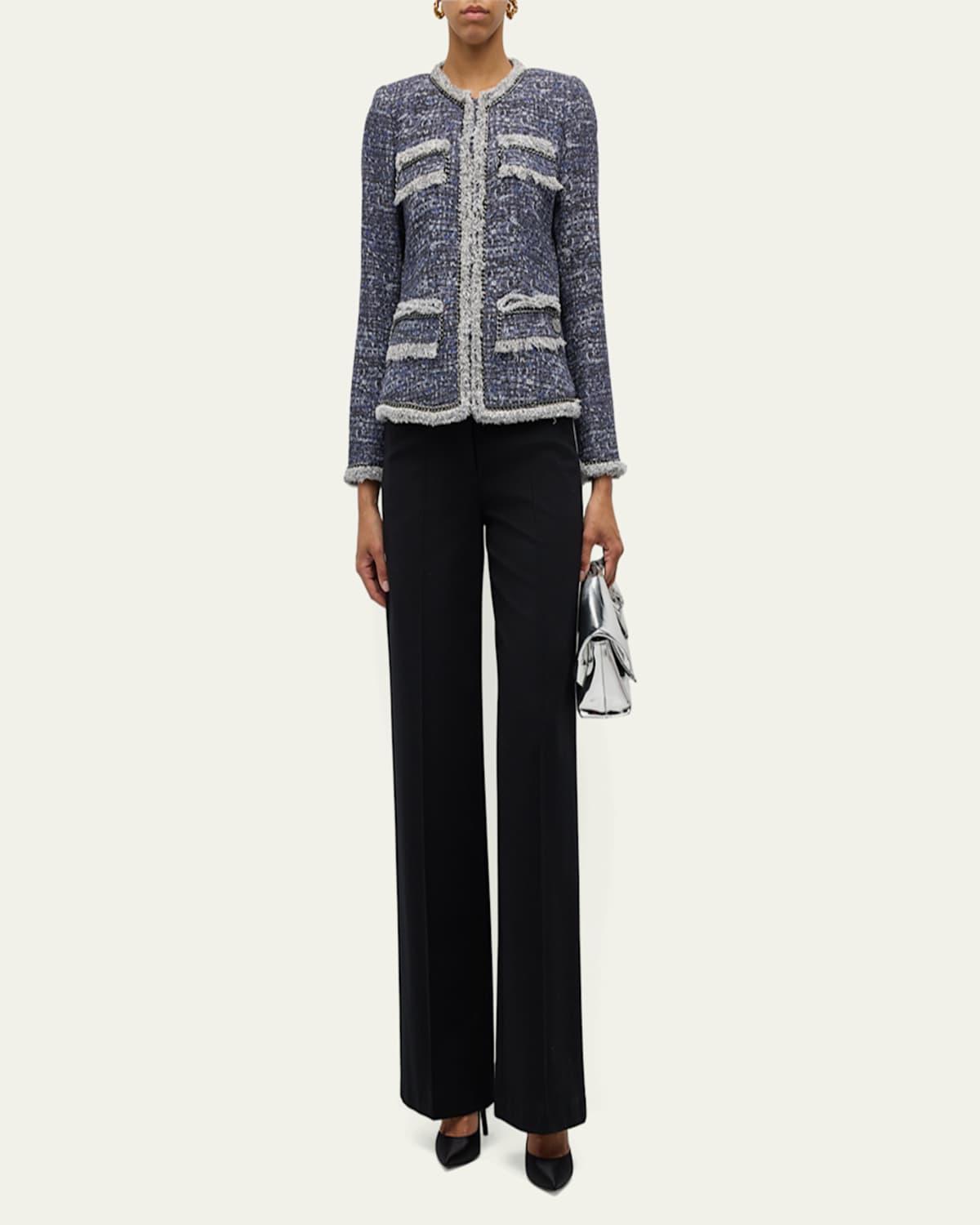 Keaton Chain-Trim Fringed Tweed Jacket