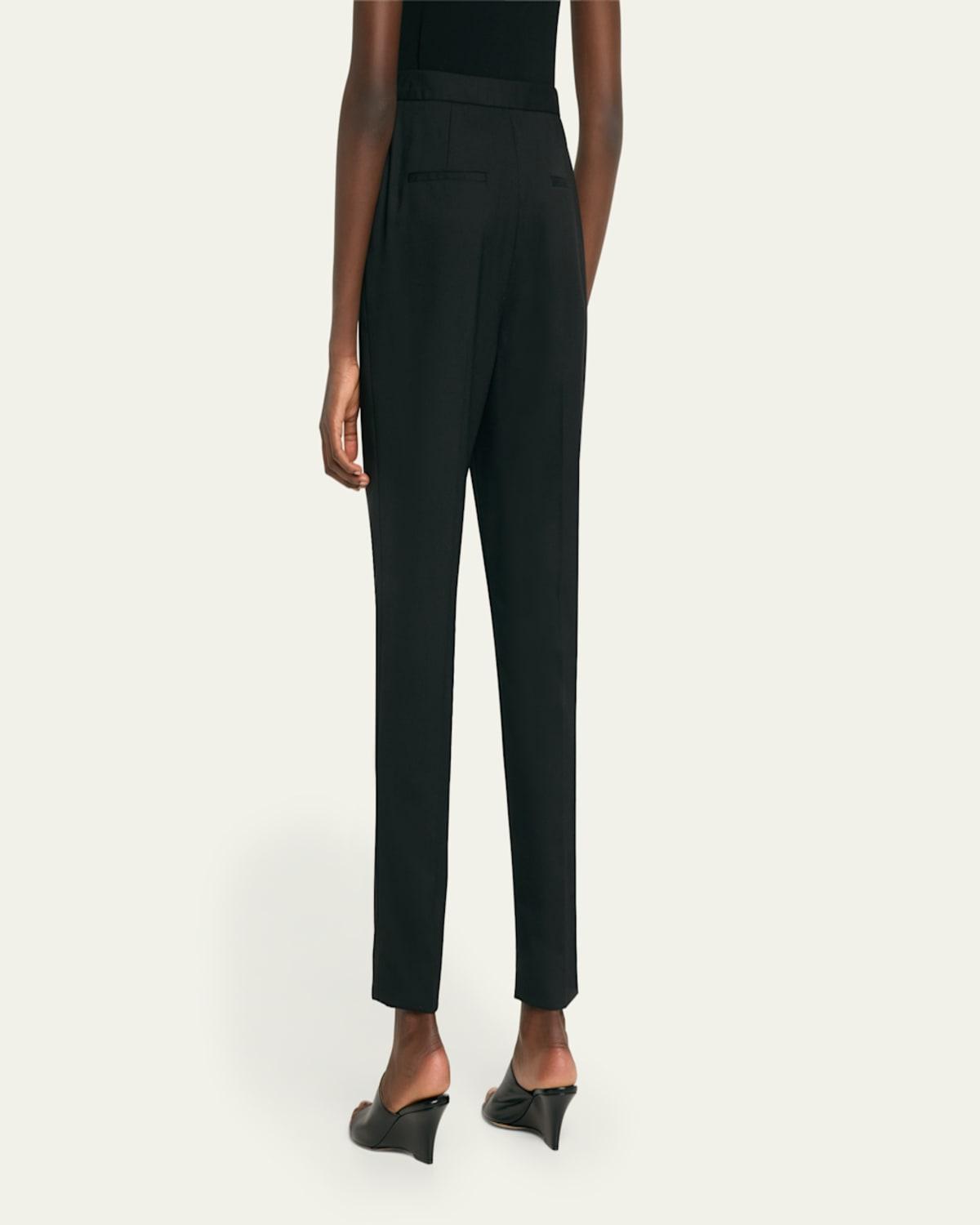 High-Rise Slim-Leg Ankle Tailored Crepe Pants