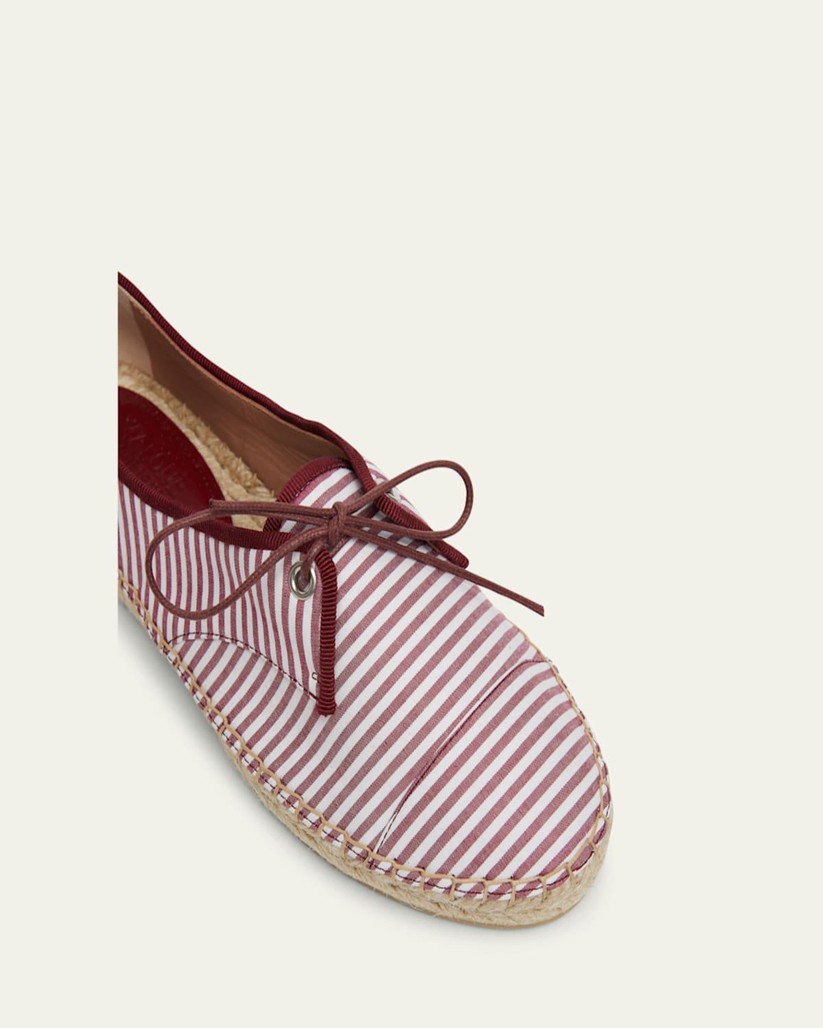 x Tabitha Simmons Tyler Striped Cotton Lace-Up Espadrilles