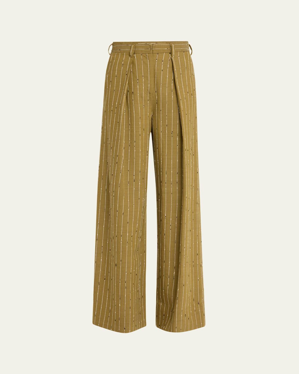 Sylvie Wide-Leg Pinstripe Pants