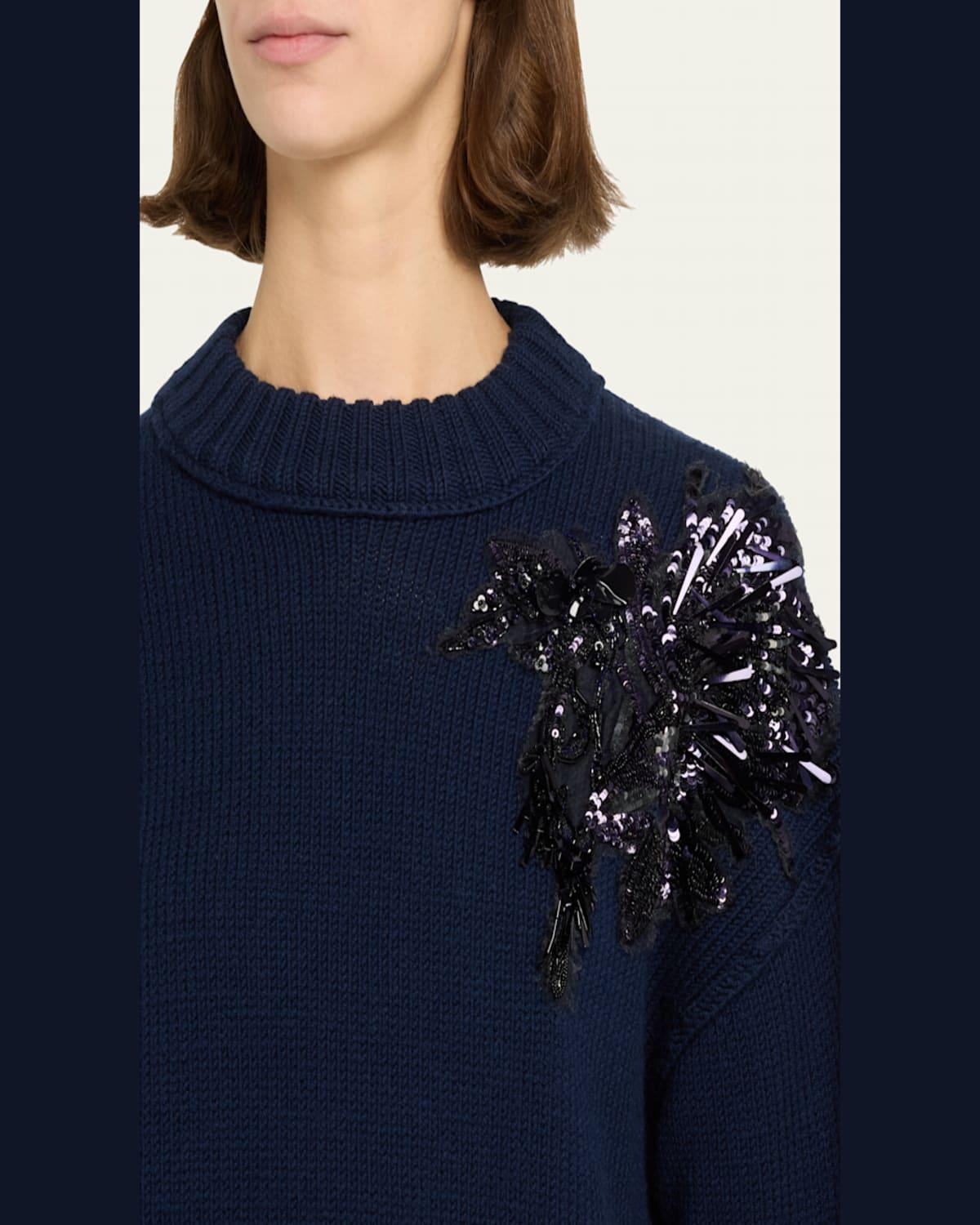 Pincushion Embellished Wool Sweater