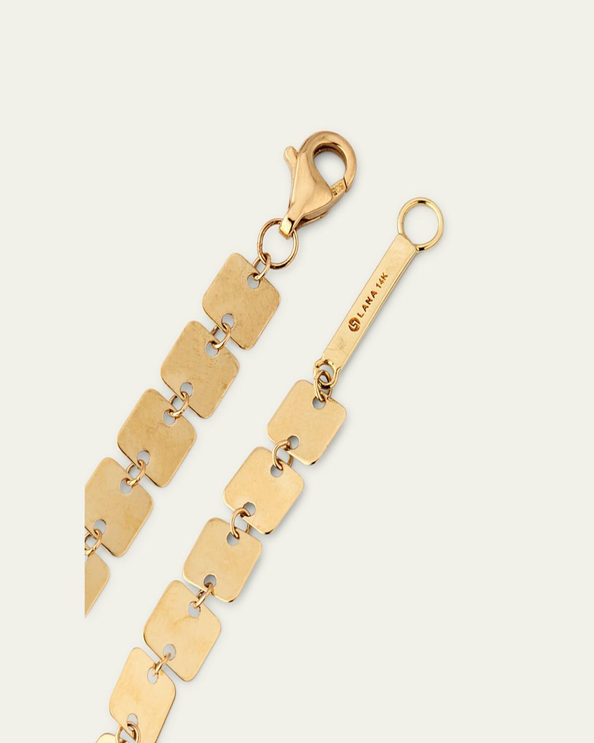 14K Gold Laser Square Chain Bracelet