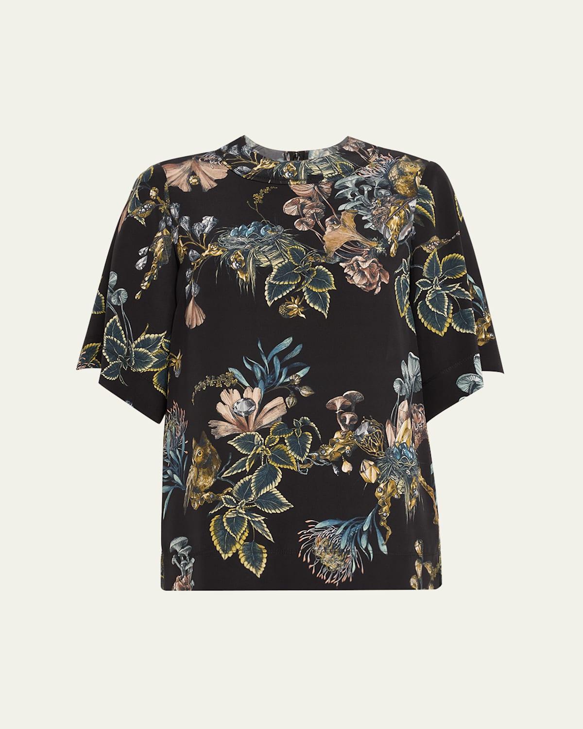 Forest Floral Short-Sleeve Top