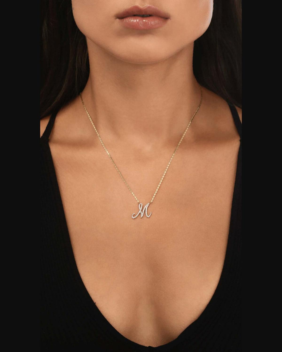 Small Flawless Malibu Diamond Initial Necklace, A-Z