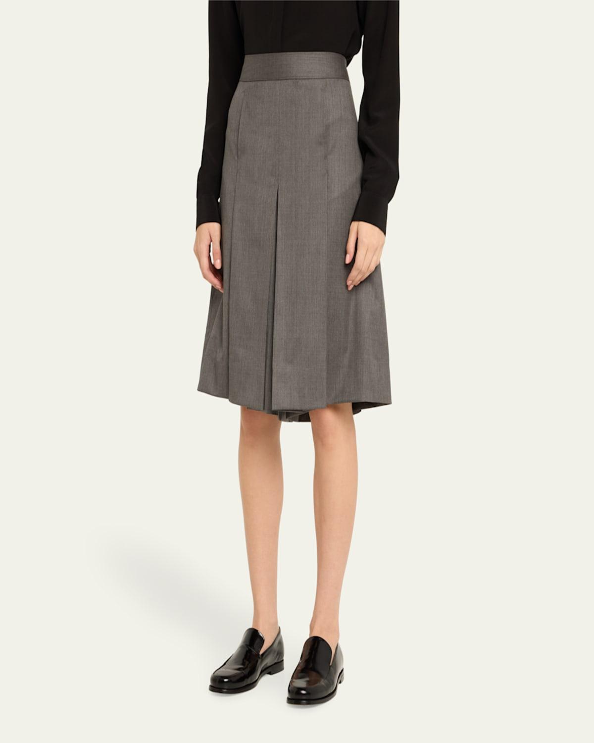 Pleated Stretch Wool Culottes