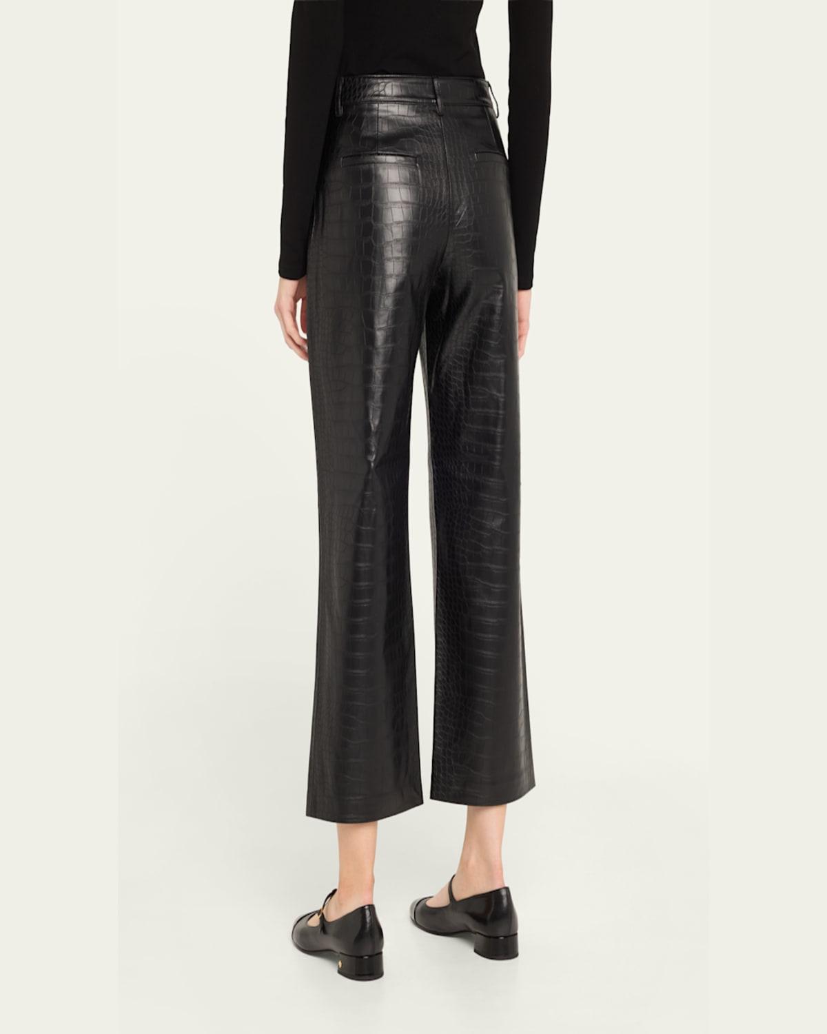 Bronte Cropped Crocodile Vegan Leather Pants