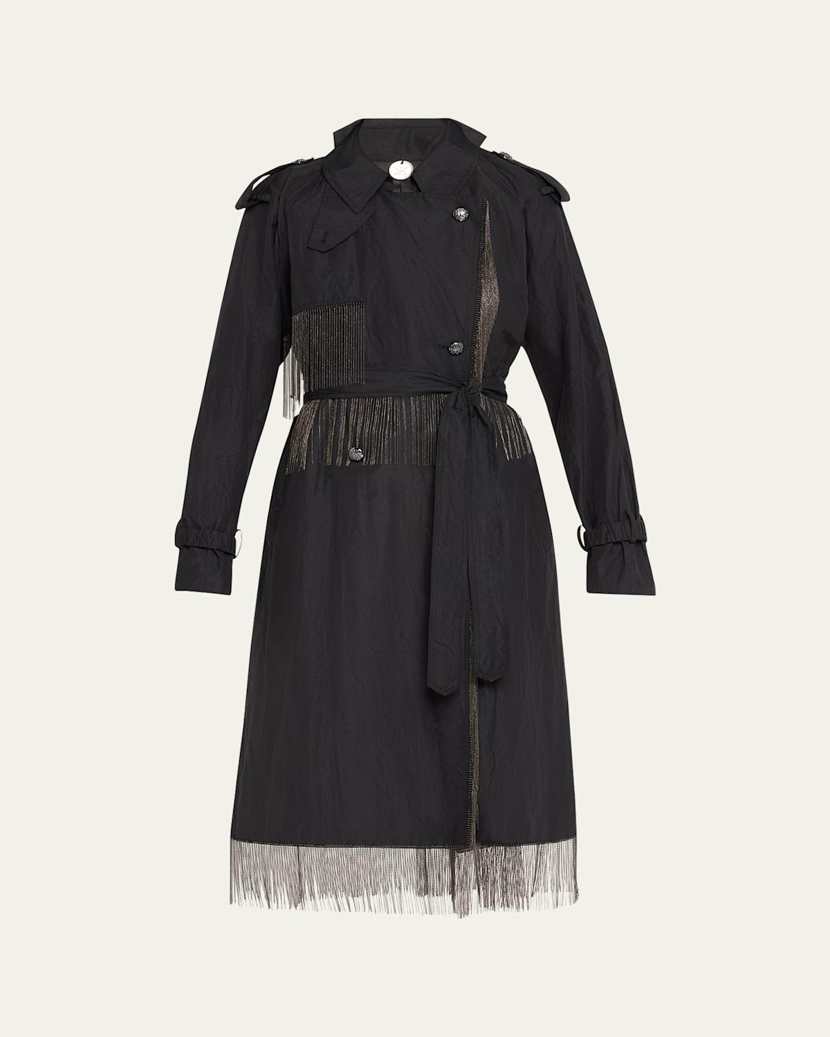 Orly Crinkled Chain Fringe Coat