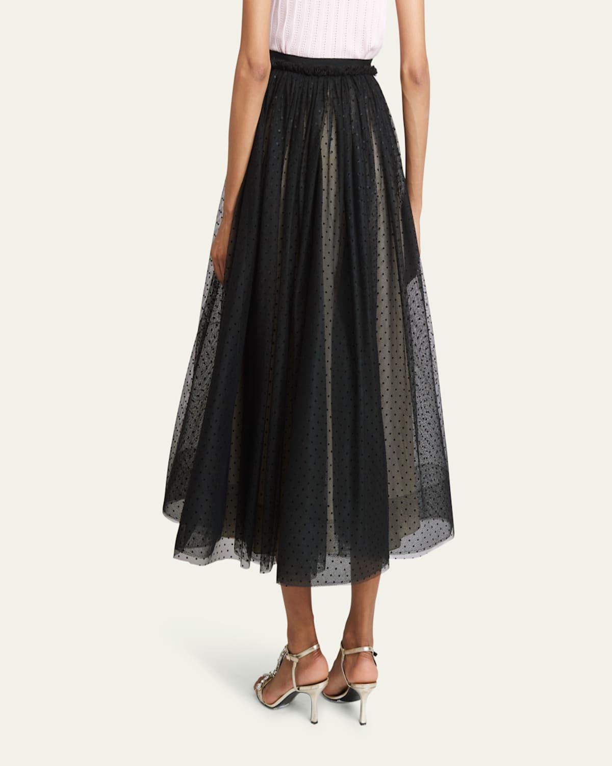 Swiss Dot Tulle Full Midi Skirt