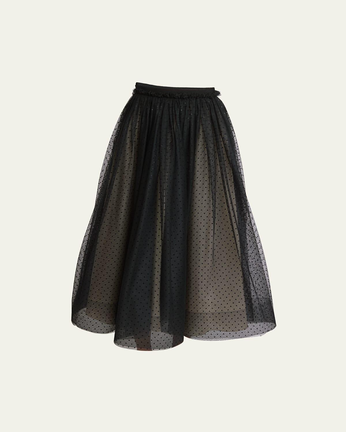 Swiss Dot Tulle Full Midi Skirt