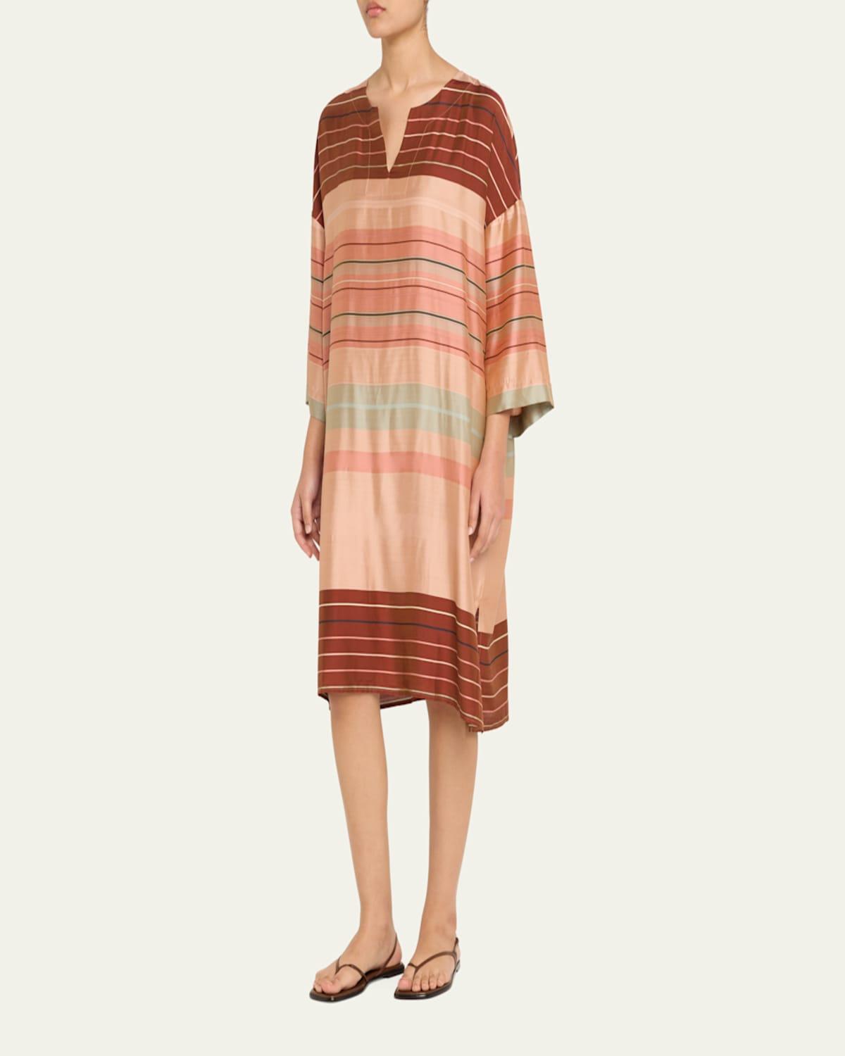 Hannah Striped 3/4-Sleeve Caftan