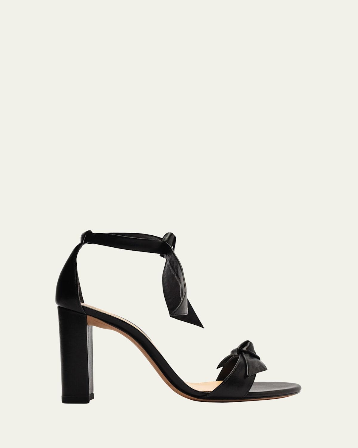 Clarita Leather Bow Ankle-Strap Sandals