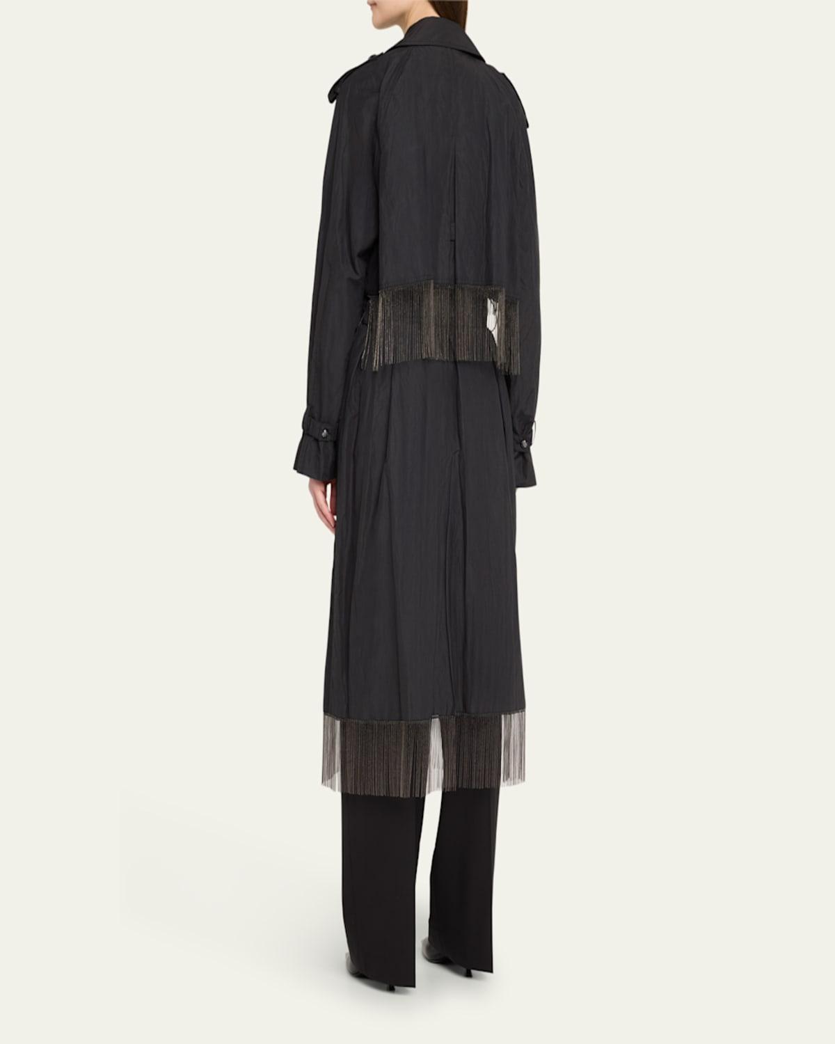 Orly Crinkled Chain Fringe Coat