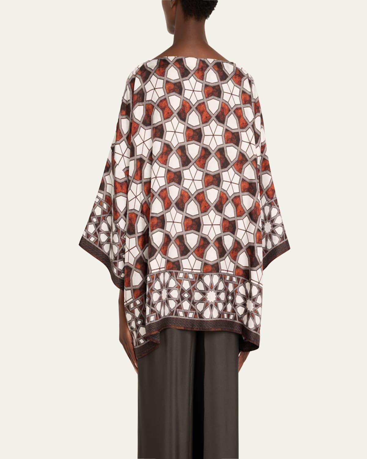 Printed Wide Bateau Neck Top (Mid Plus Length)