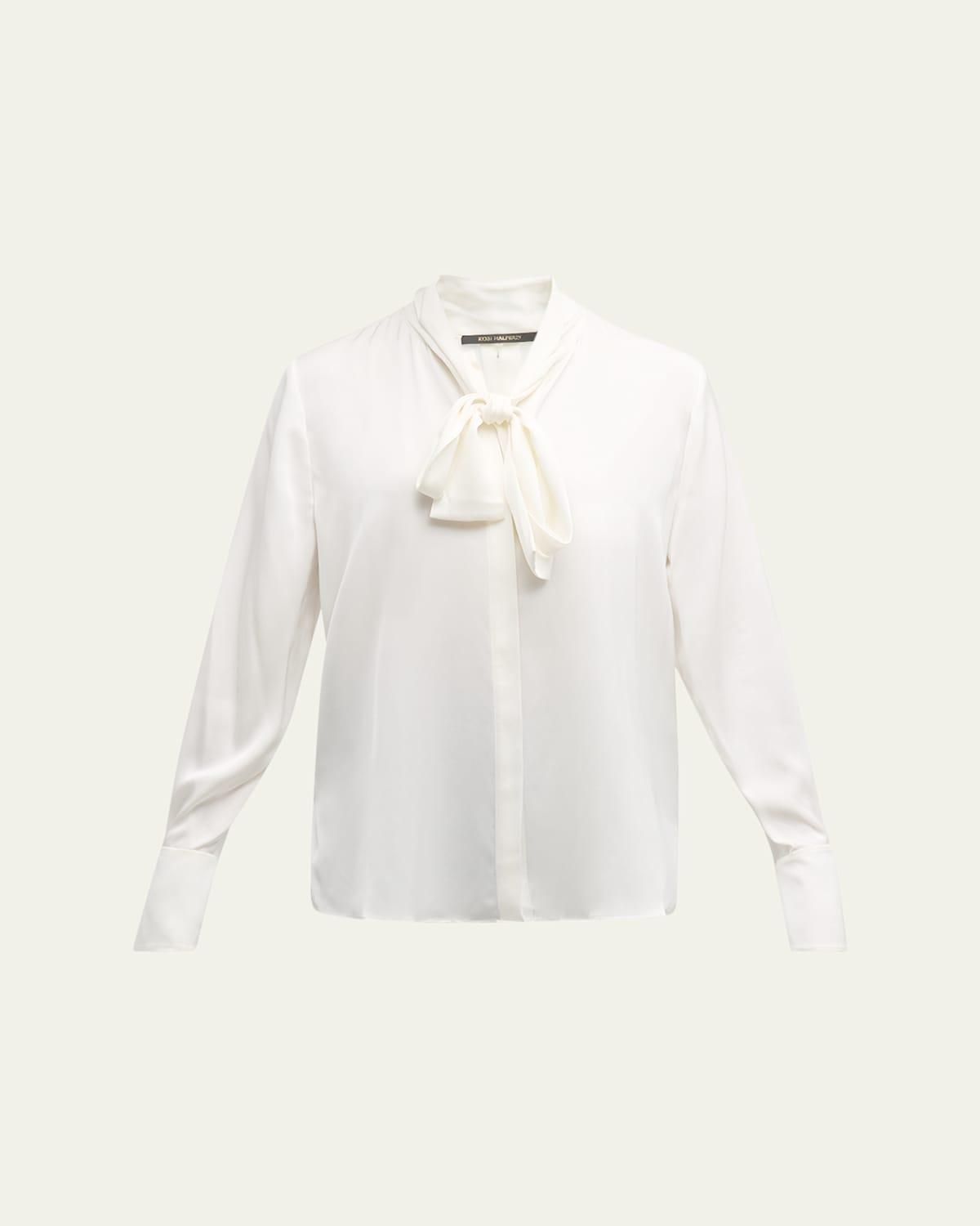 Leni Tie-Neck Button-Down Blouse