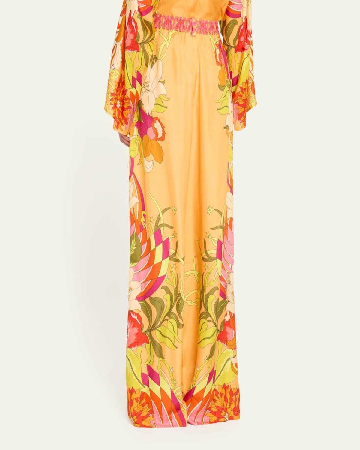 The Flower Child Society Wide-Leg Silk Trousers