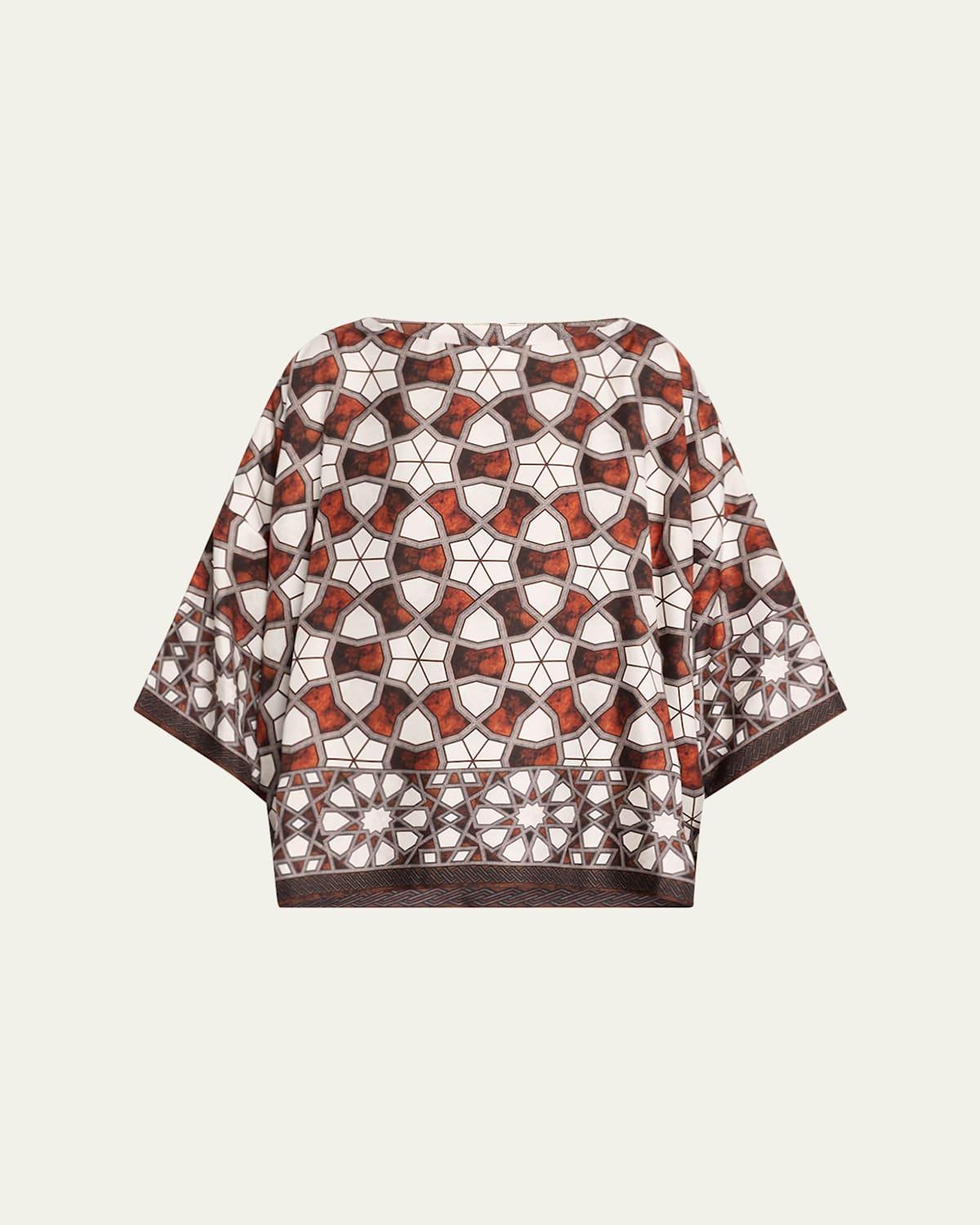 Printed Wide Bateau Neck Top (Mid Plus Length)