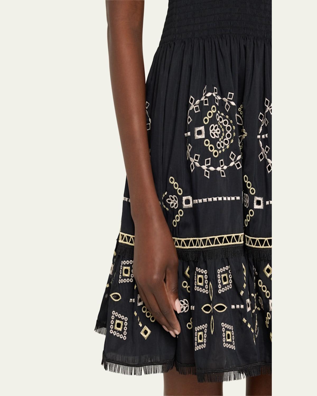 Brooklyn One-Shoulder Embroidered Mini Dress