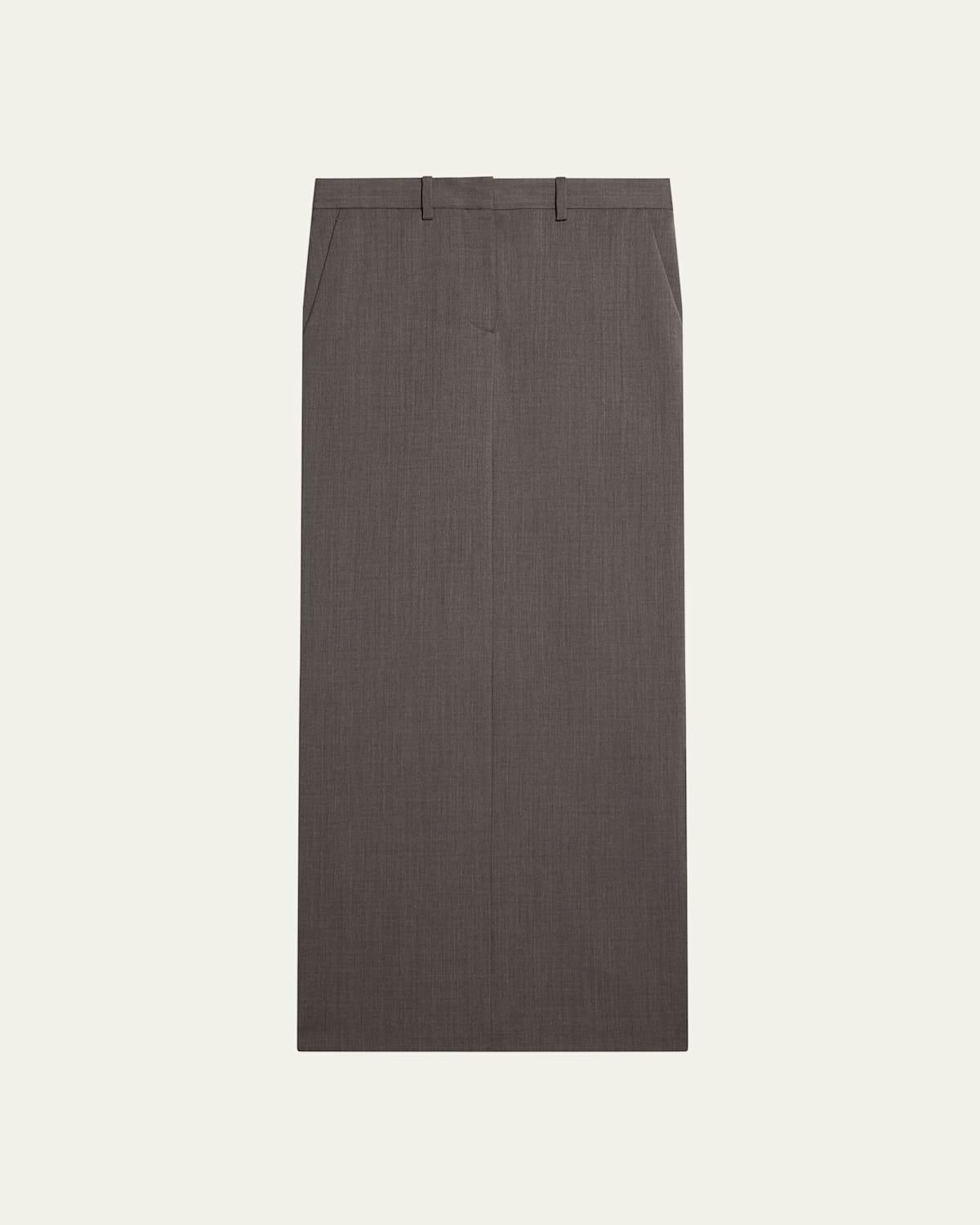 Zipped Wool Maxi Skirt