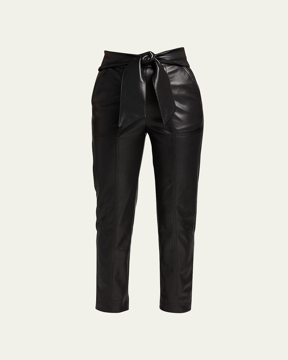 Tessa Vegan-Leather Tie-Waist Pants