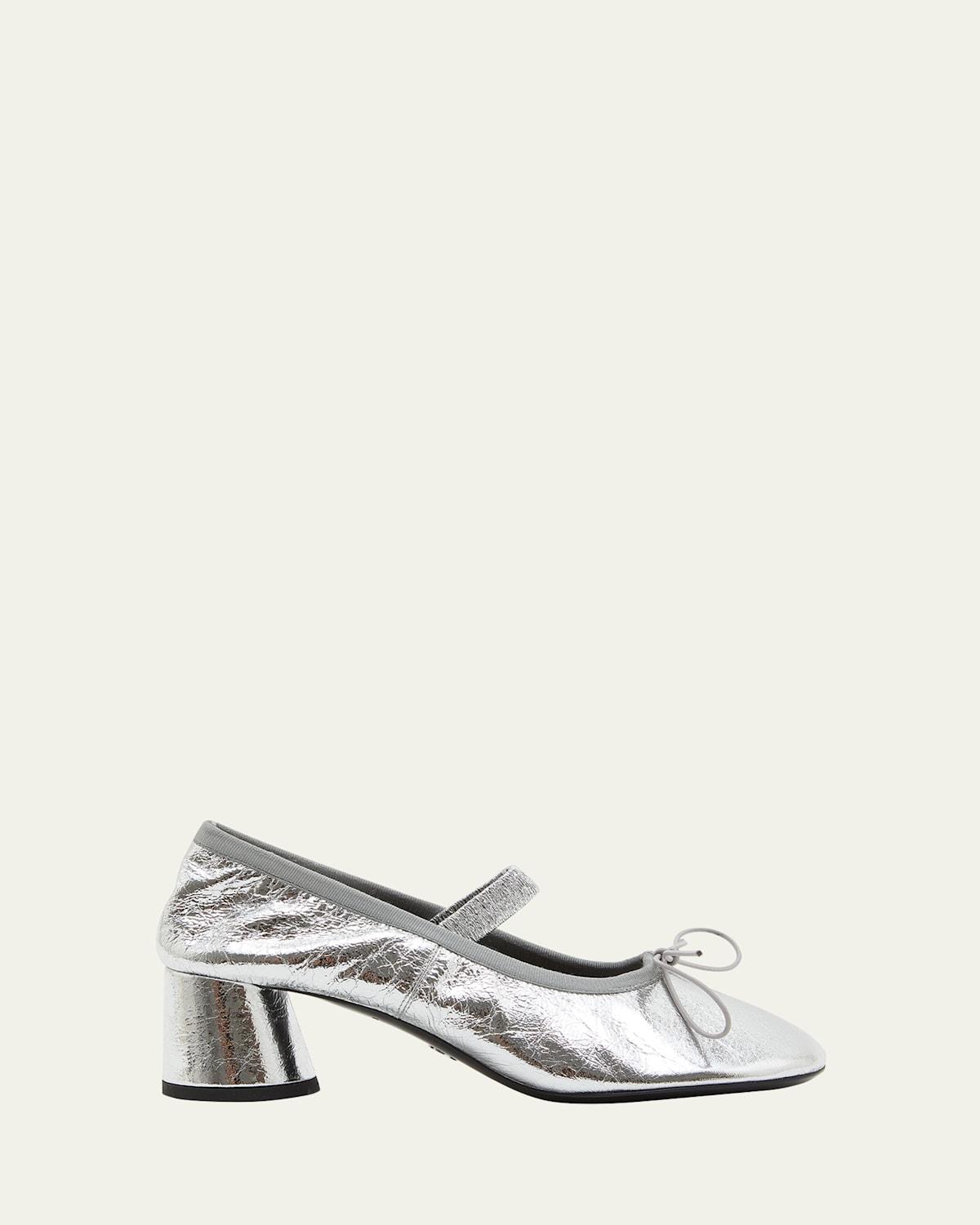 Glove Metallic Mary Jane Ballerina Pumps