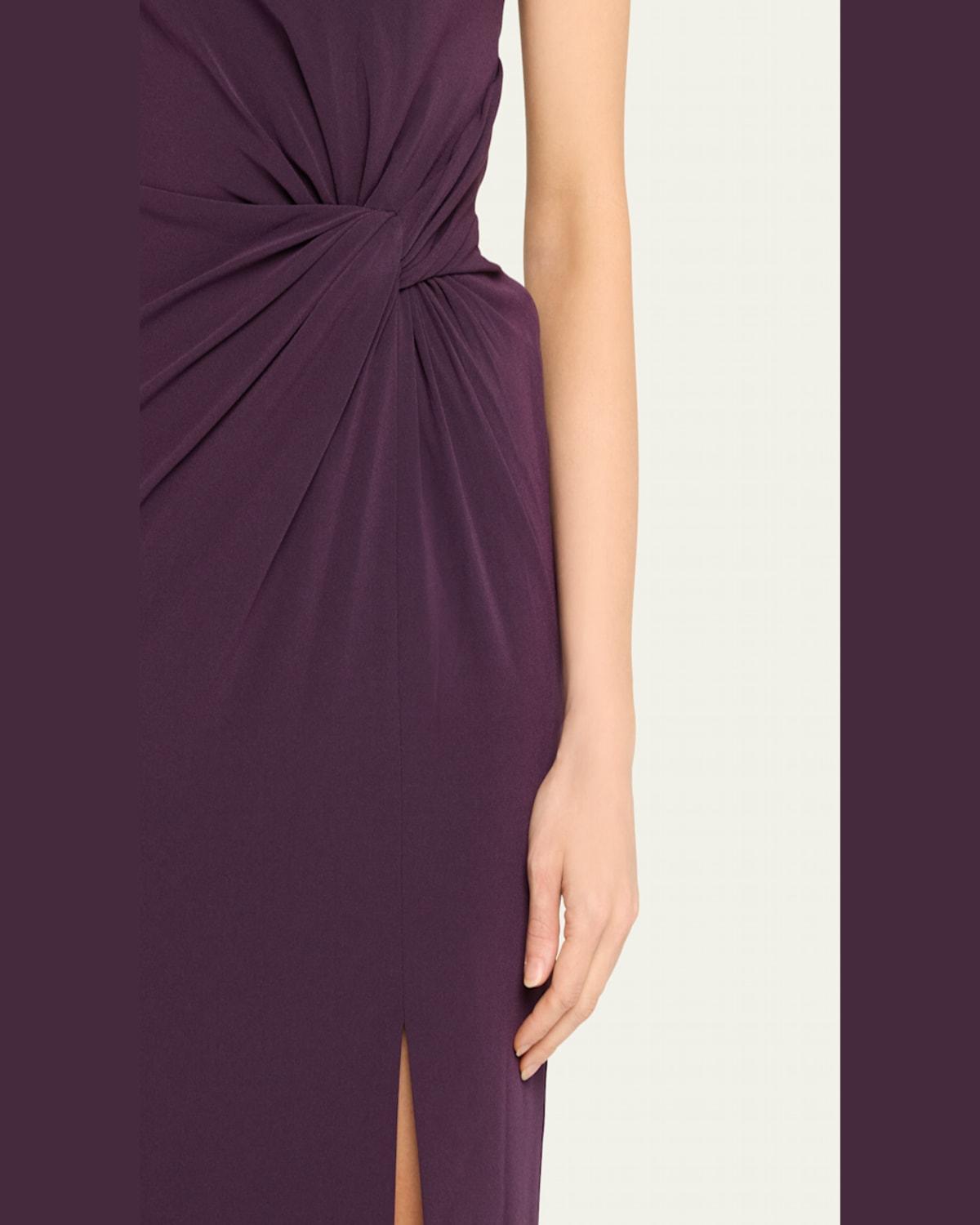 One-Shoulder Twisted Satin Crepe Gown