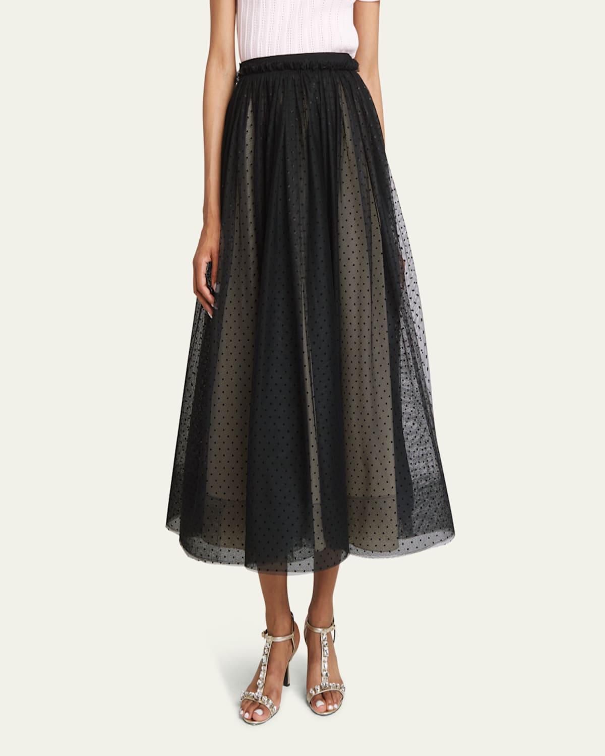 Swiss Dot Tulle Full Midi Skirt