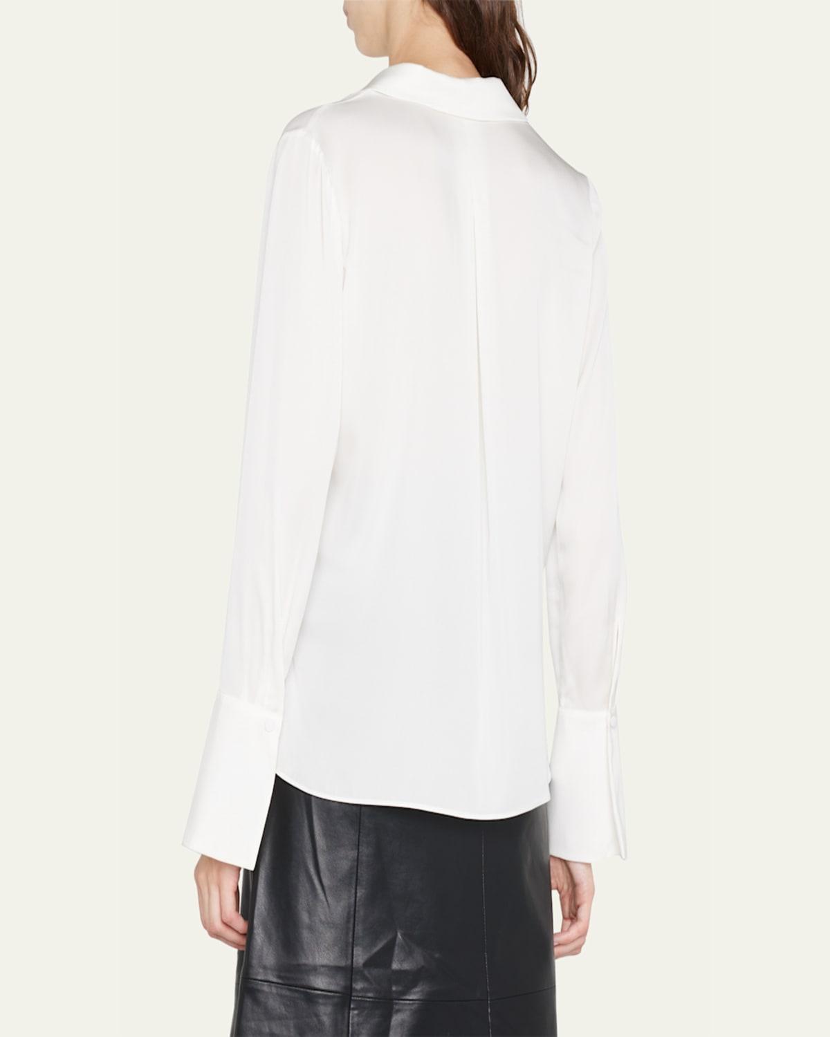 Liv Split-Cuff Stretch Silk Blouse