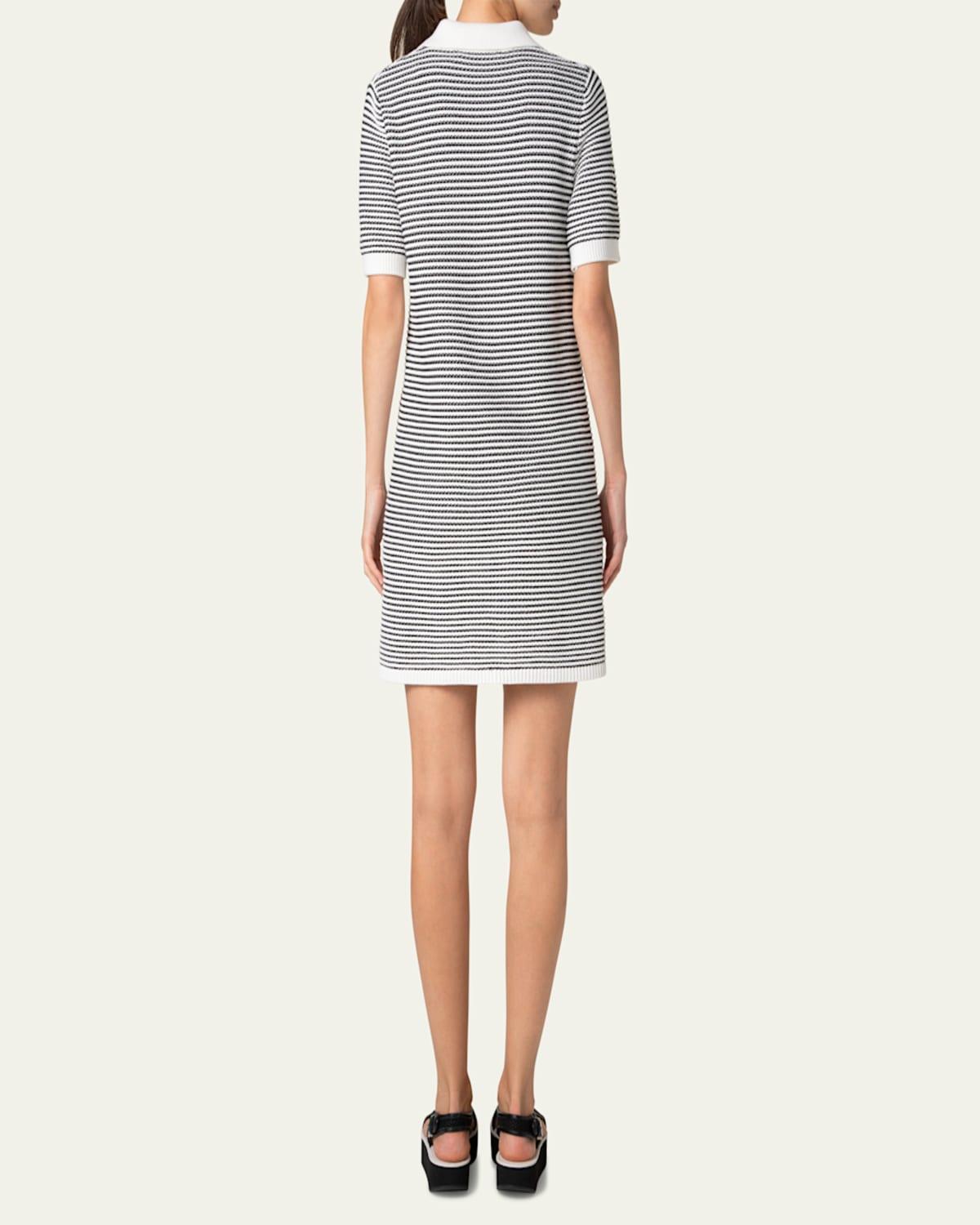 Chunky Tweed Knit Mini Polo Dress