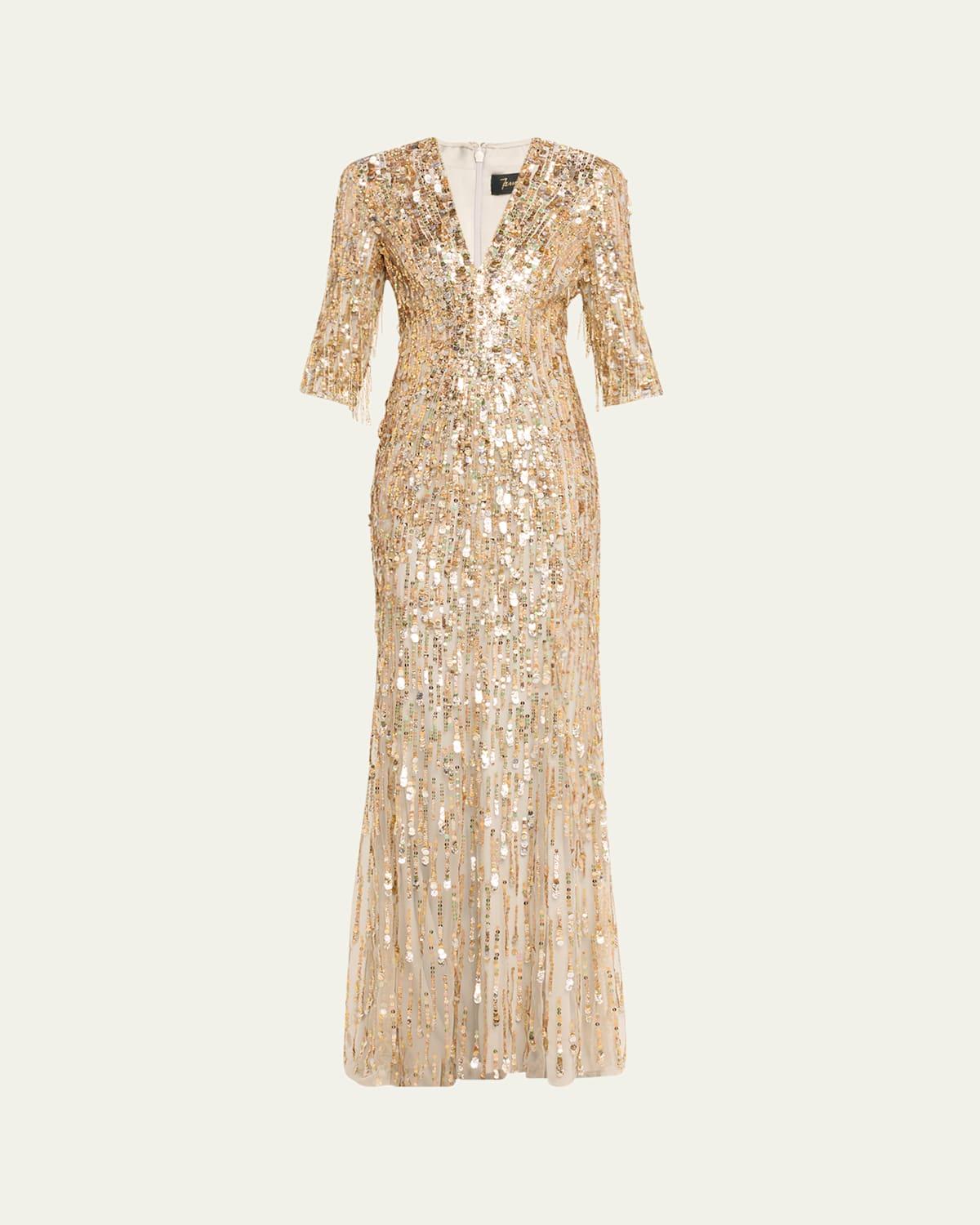 Oscar Long Sequined Gown