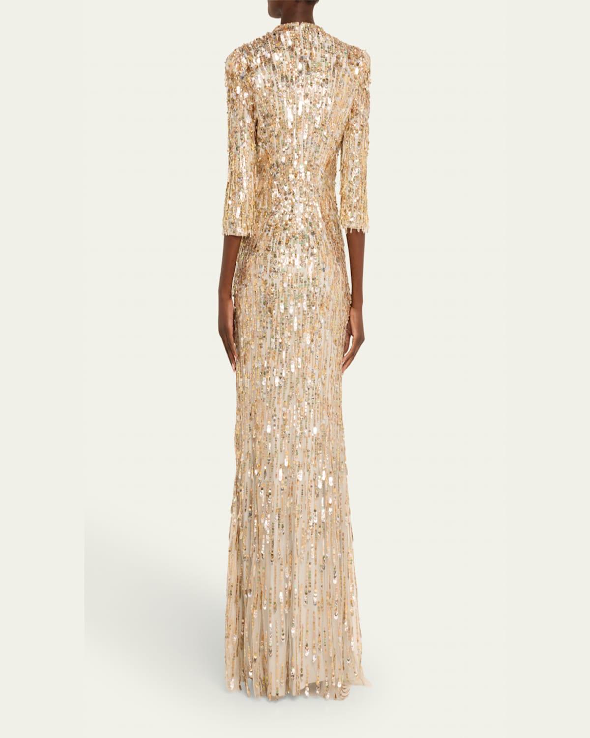 Oscar Long Sequined Gown