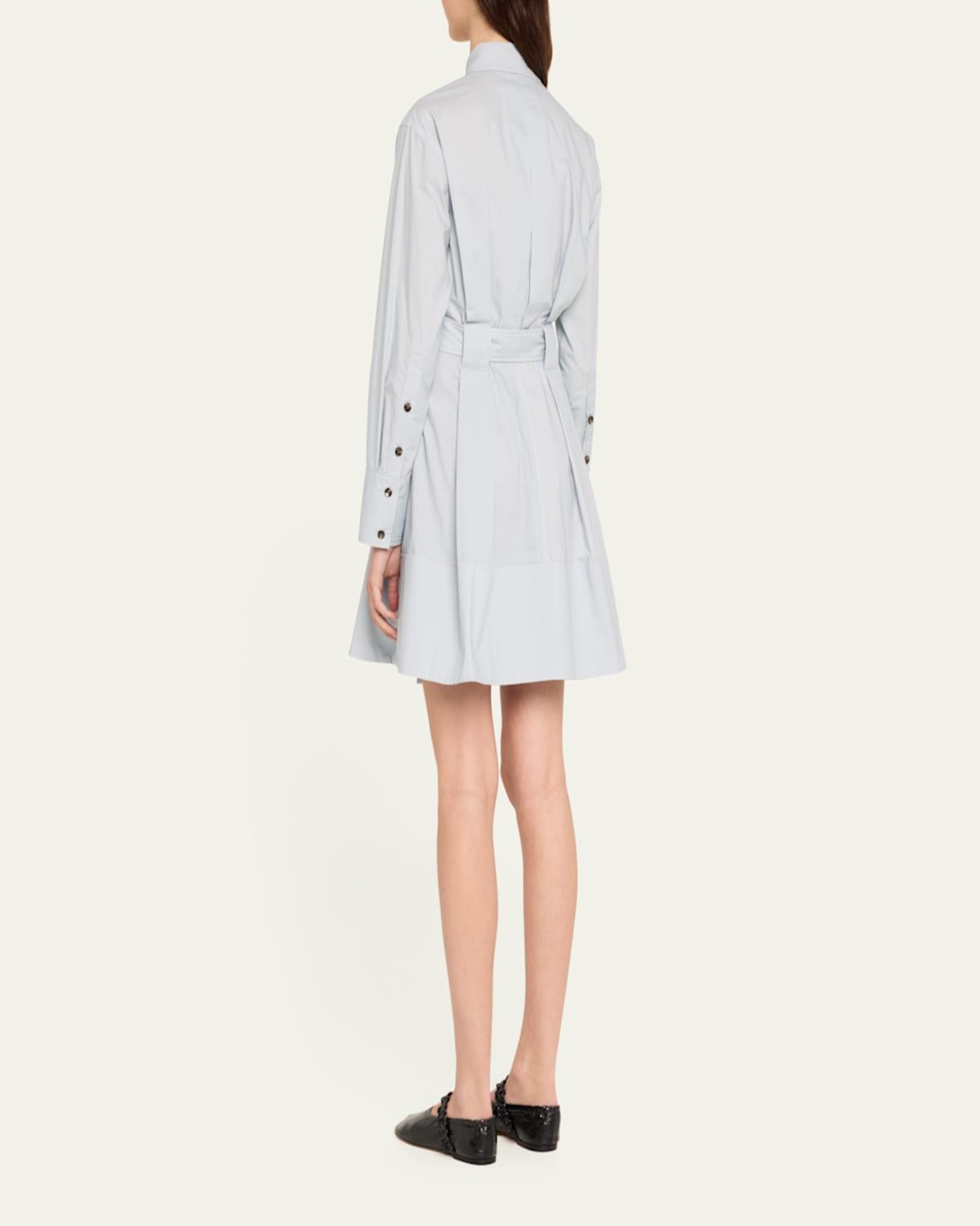 Viola Button Down Poplin Belted Mini Dress