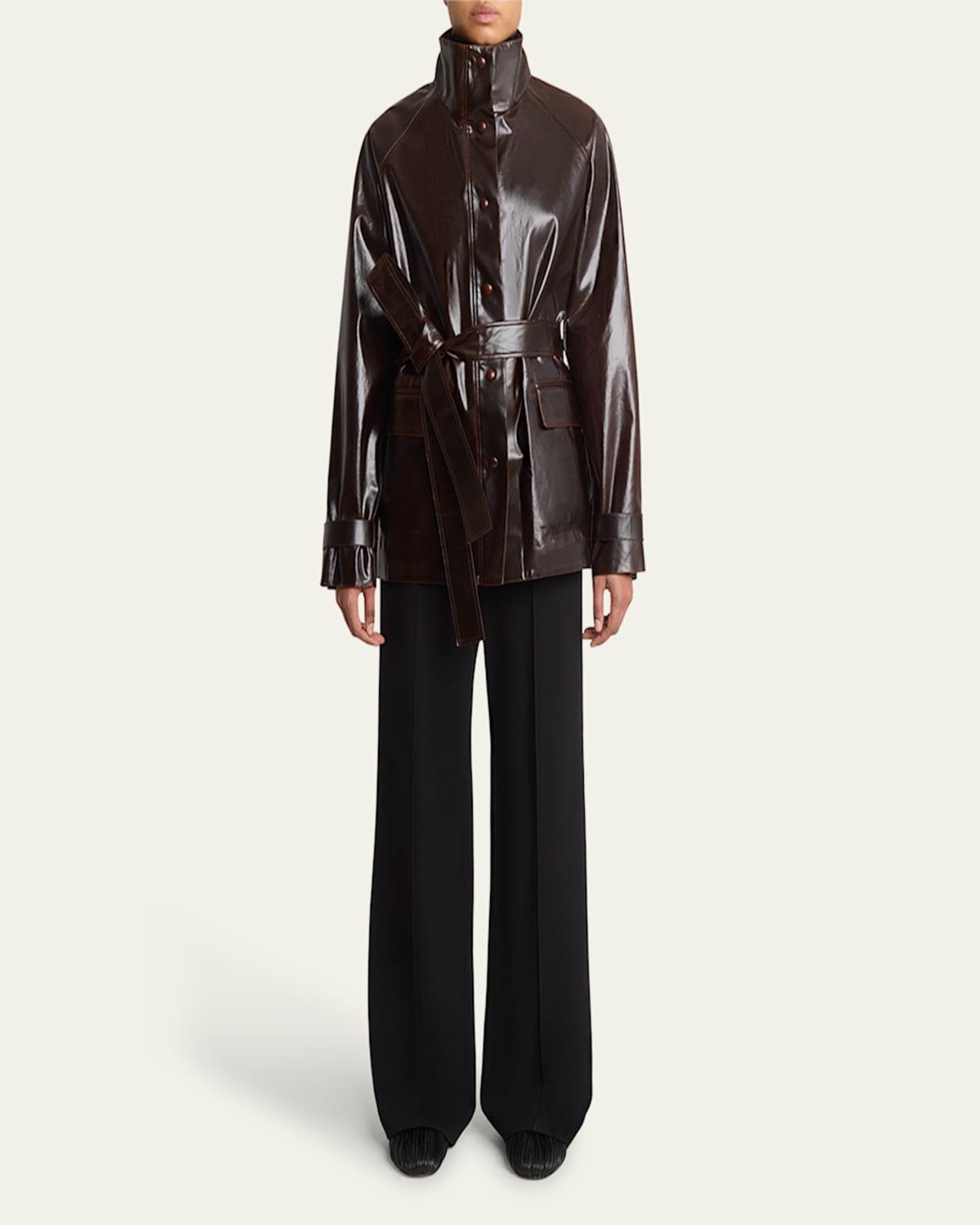 Finch Belted Lacquered Cotton Raincoat