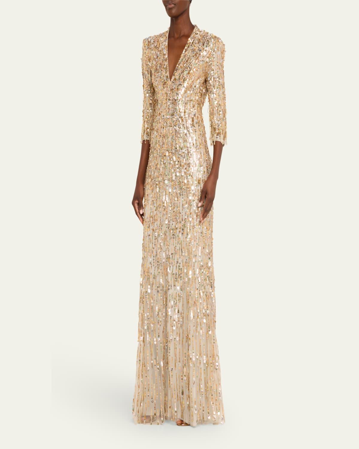 Oscar Long Sequined Gown