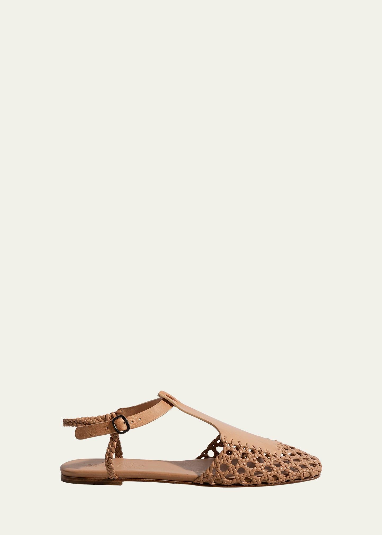 Reixa Hand-Woven Flat T-Bar Sandals