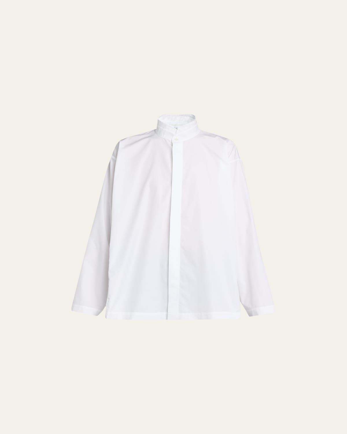 Side-Panel Shirt with Double Stand-Collar (Mid Plus Length)